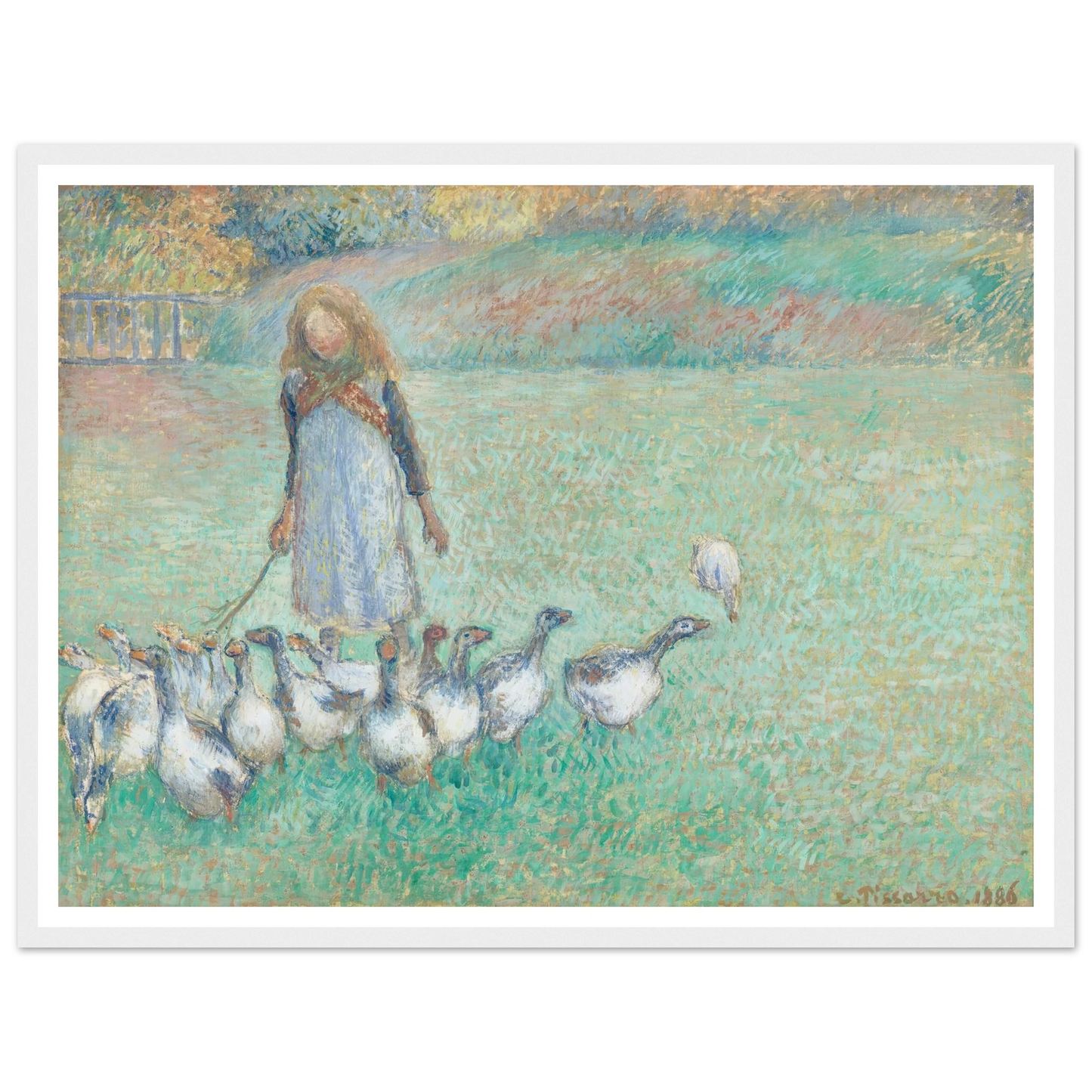 Petite gardeuse d’oies (1886) Art Print | Camille Pissarro - Framed Poster - 30x40 cm / 12x16″ - Black frame