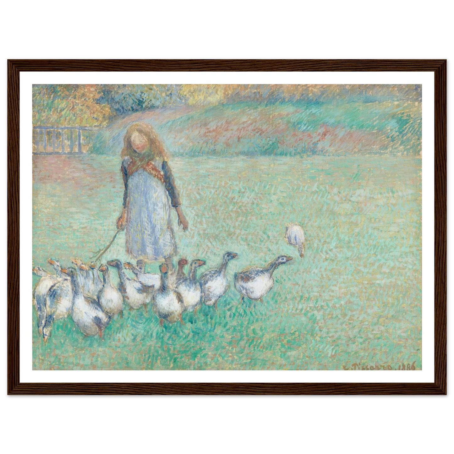 Petite gardeuse d’oies (1886) Art Print | Camille Pissarro - Framed Poster - 30x40 cm / 12x16″ - Black frame