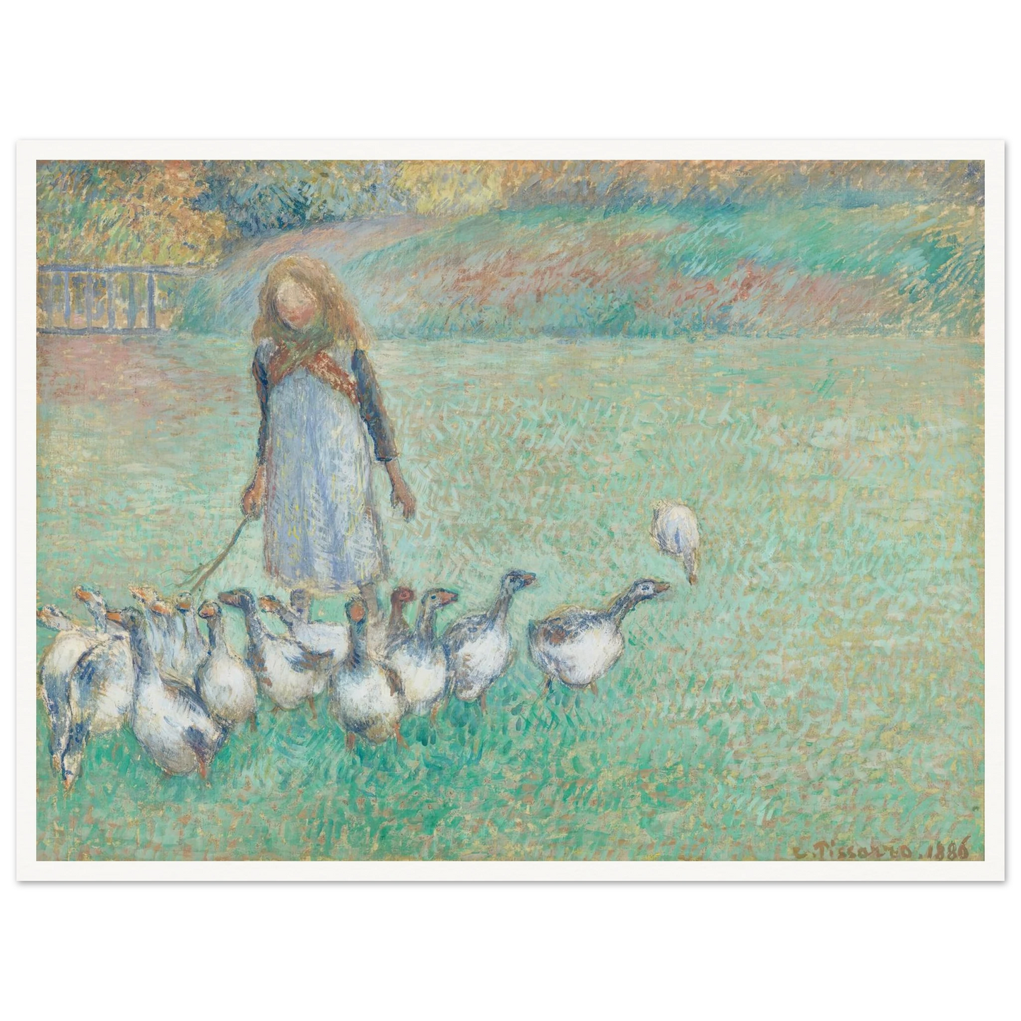 Petite gardeuse d’oies (1886) Art Print | Camille Pissarro - Framed Poster - 30x40 cm / 12x16″ - Black frame