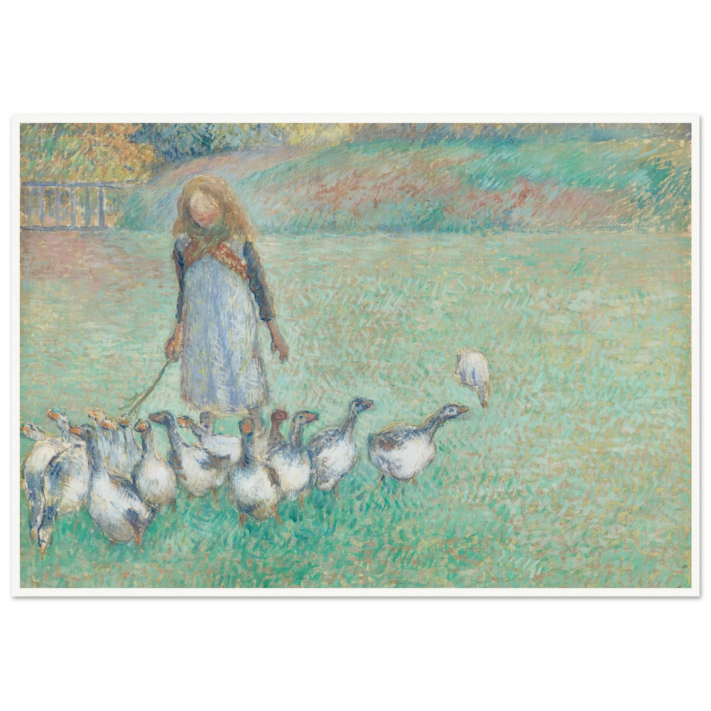 Petite gardeuse d’oies (1886) Art Print | Camille Pissarro - Framed Poster - 30x40 cm / 12x16″ - Black frame