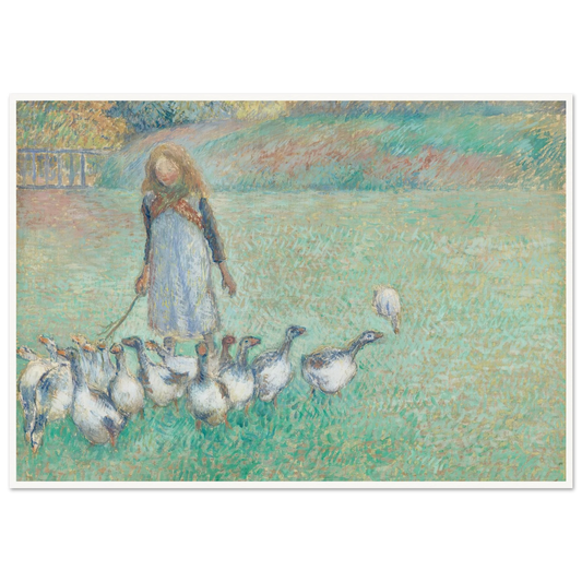 Petite gardeuse d’oies (1886) Art Print | Camille Pissarro - Framed Poster - 30x40 cm / 12x16″ - Black frame