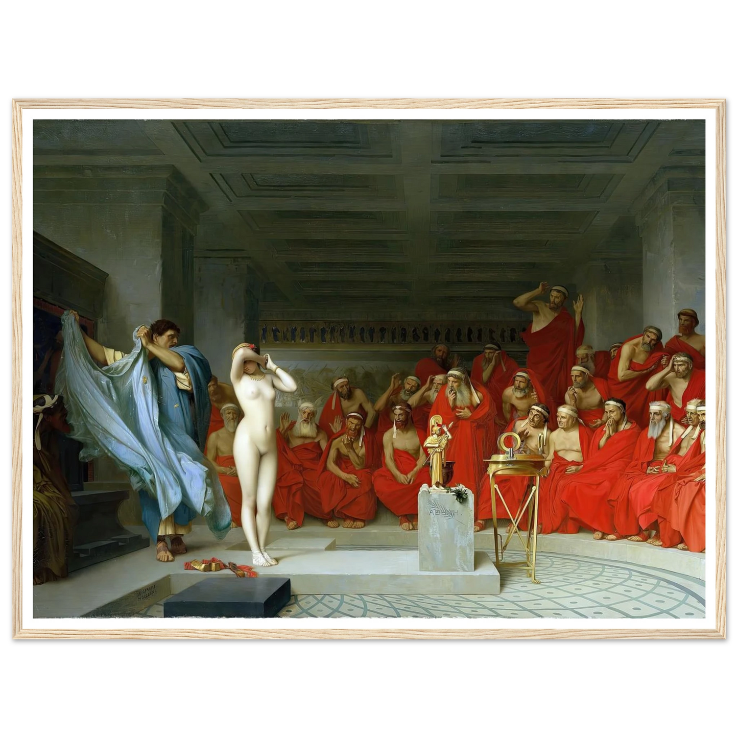 Phryne revealed before the Areopagus (1861) Art Print | Jean Leon Gerome - Framed Poster - 30x40 cm / 12x16″ - Black frame