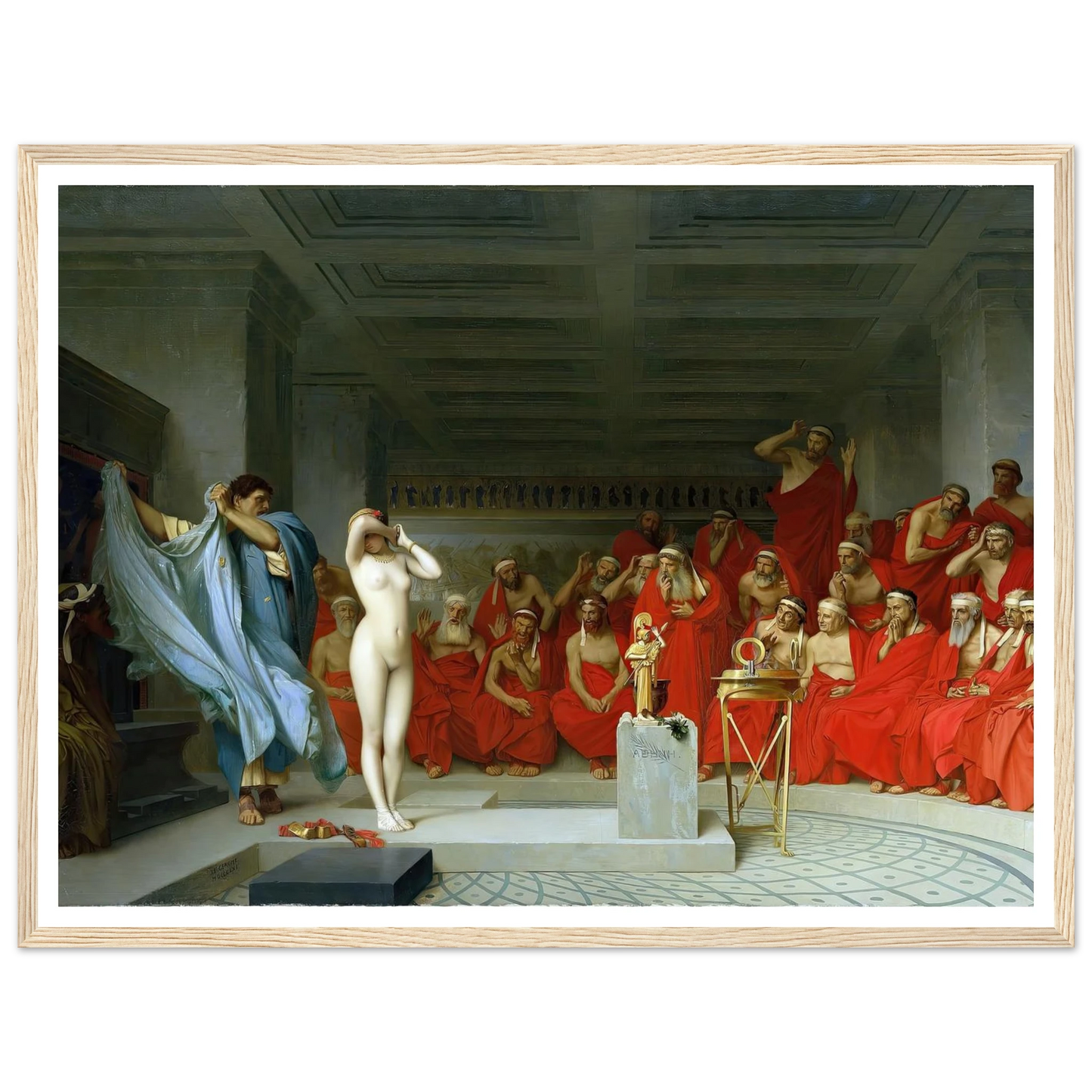 Phryne revealed before the Areopagus (1861) Art Print | Jean Leon Gerome - Framed Poster - 30x40 cm / 12x16″ - Black frame