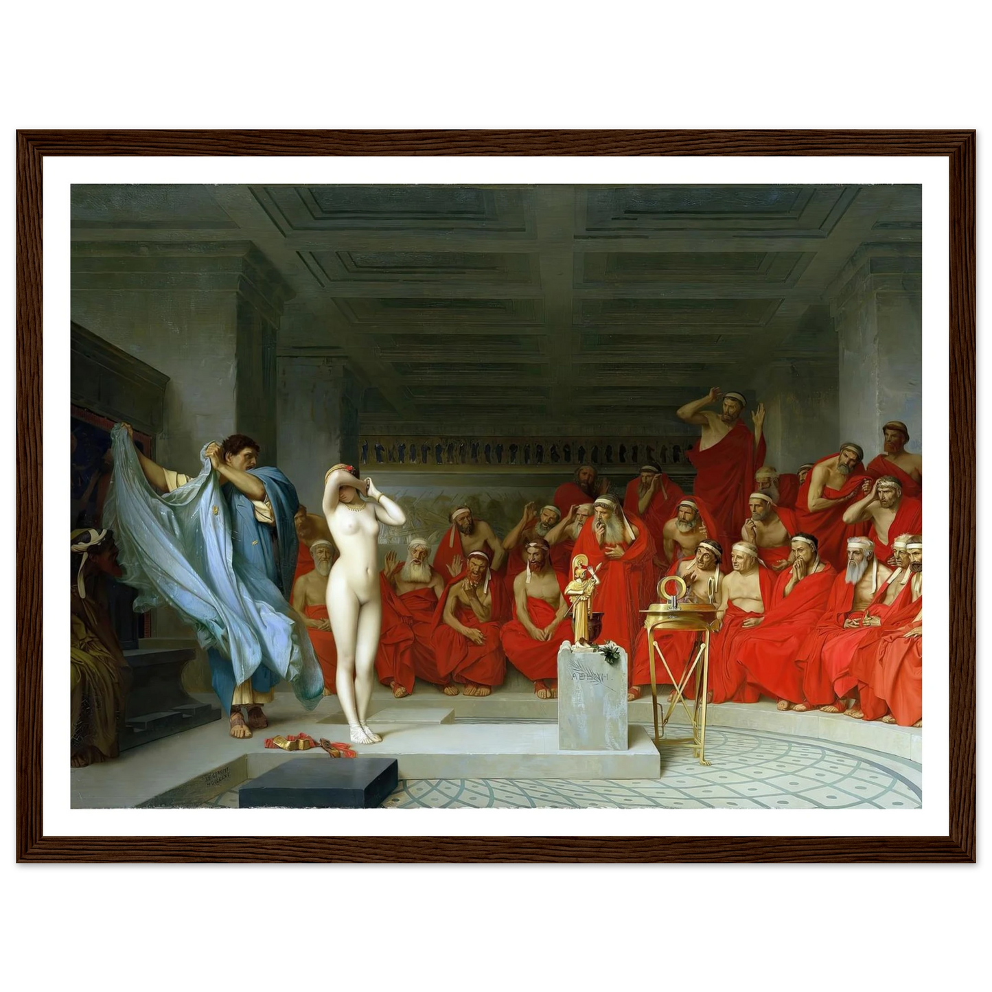 Phryne revealed before the Areopagus (1861) Art Print | Jean Leon Gerome - Framed Poster - 30x40 cm / 12x16″ - Black frame