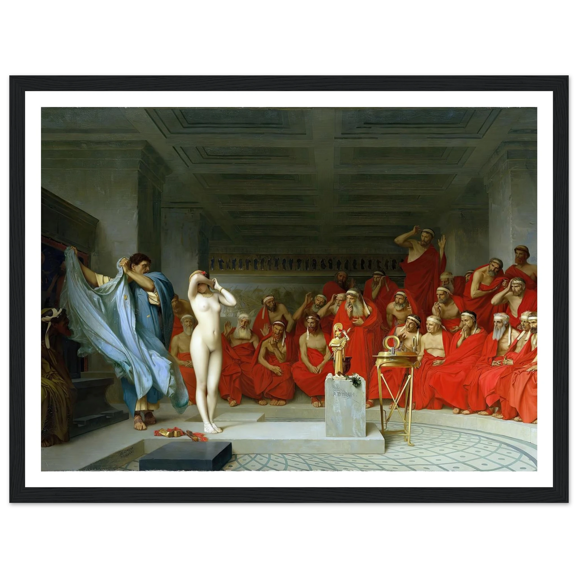 Phryne revealed before the Areopagus (1861) Art Print | Jean Leon Gerome - Framed Poster - 30x40 cm / 12x16″ - Black frame