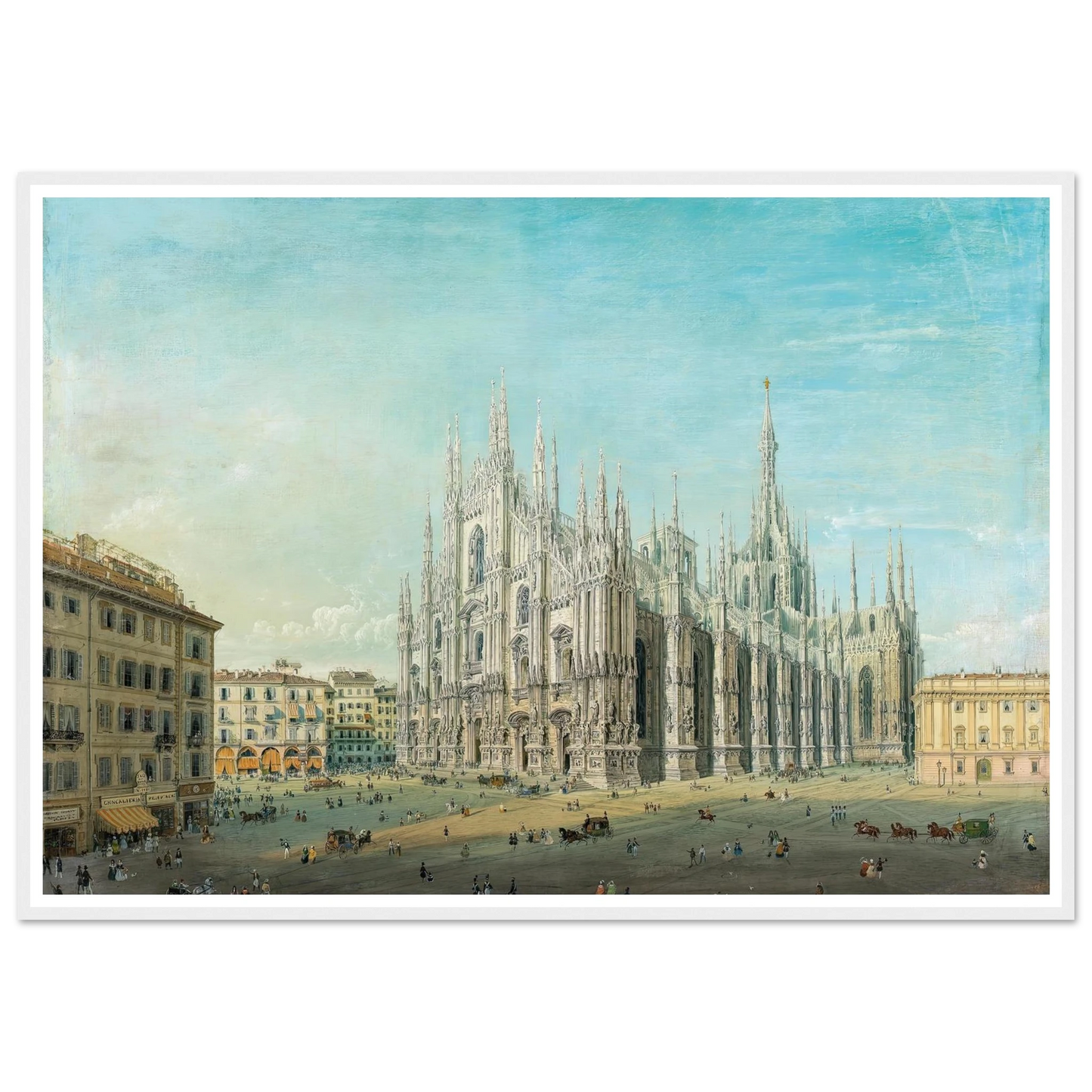 Piazza del Duomo, Milan Art Print | Carlo Bossoli - Framed Poster - 30x40 cm / 12x16″ - Black frame