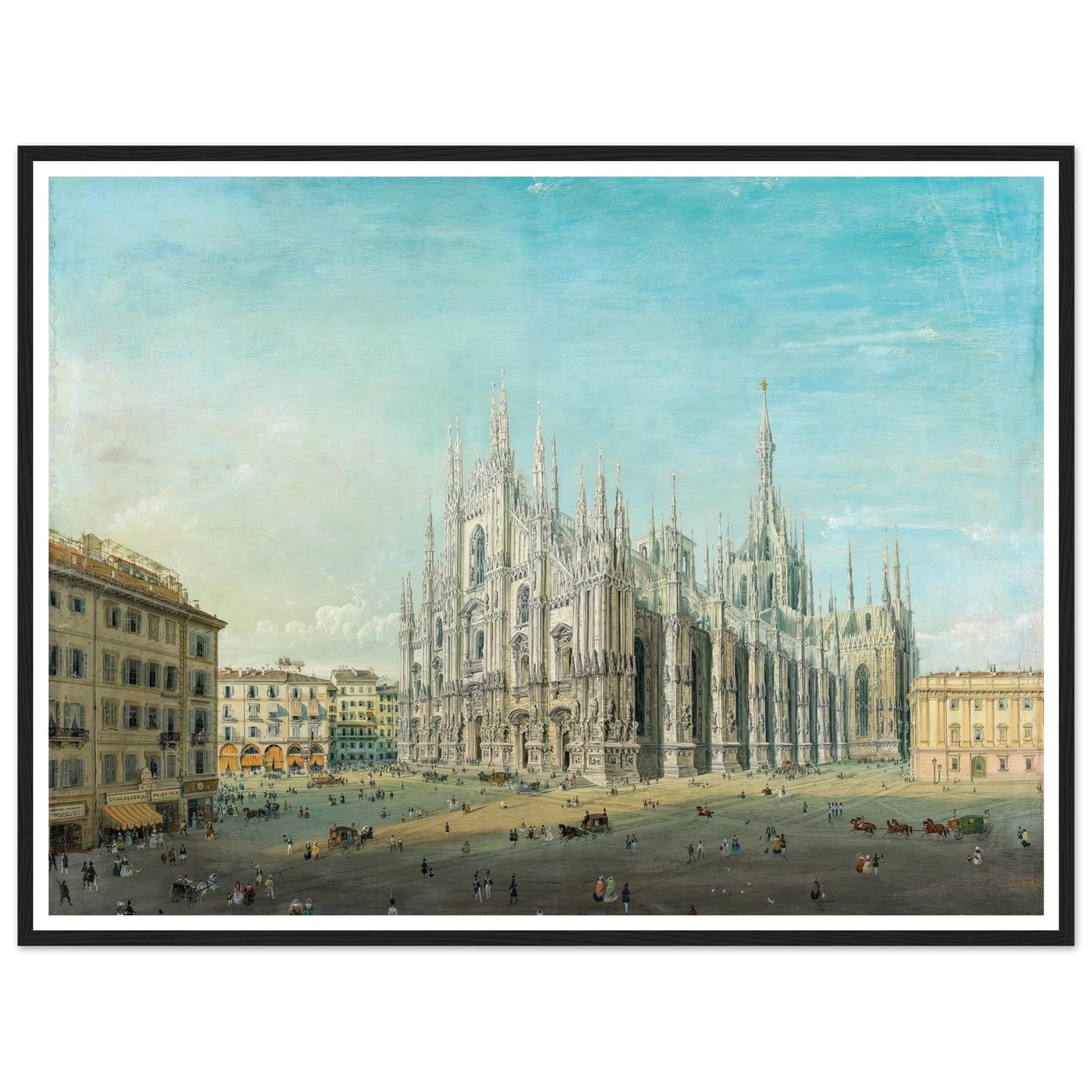 Piazza del Duomo, Milan Art Print | Carlo Bossoli - Framed Poster - 30x40 cm / 12x16″ - Black frame
