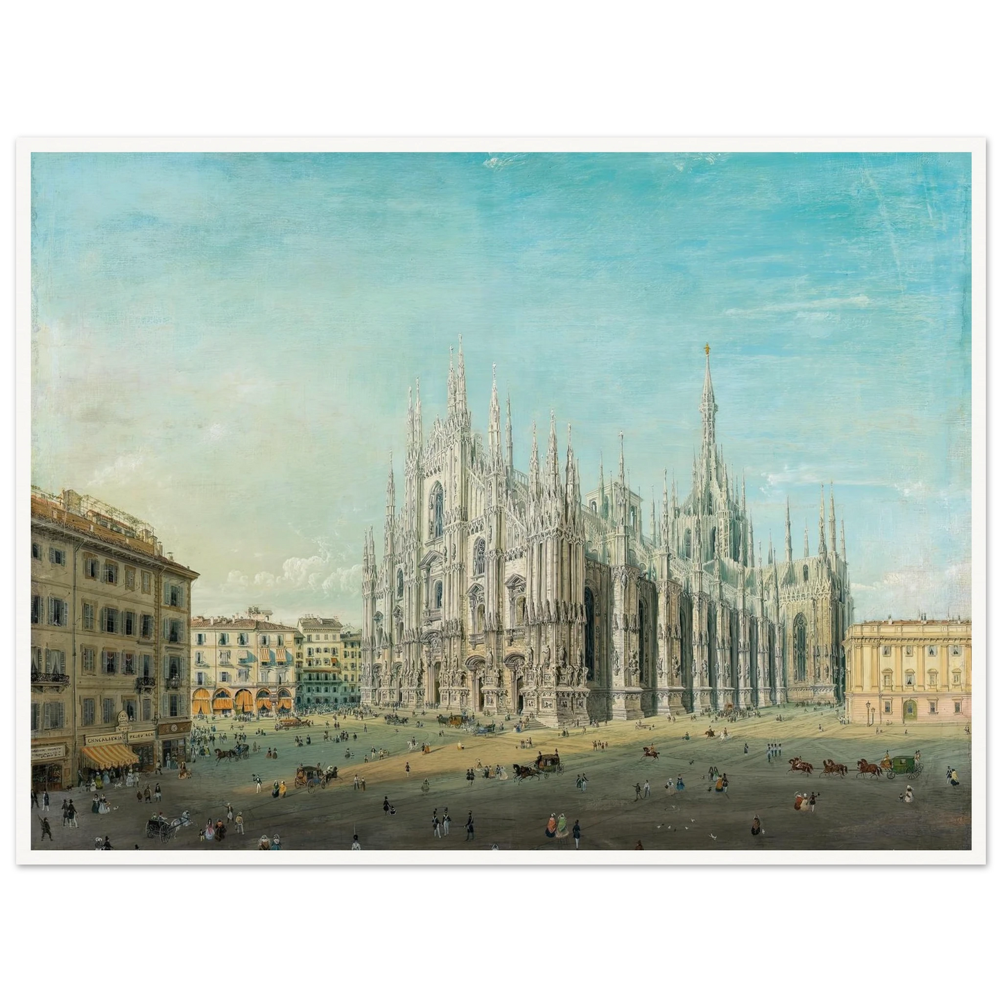 Piazza del Duomo, Milan Art Print | Carlo Bossoli - Framed Poster - 30x40 cm / 12x16″ - Black frame
