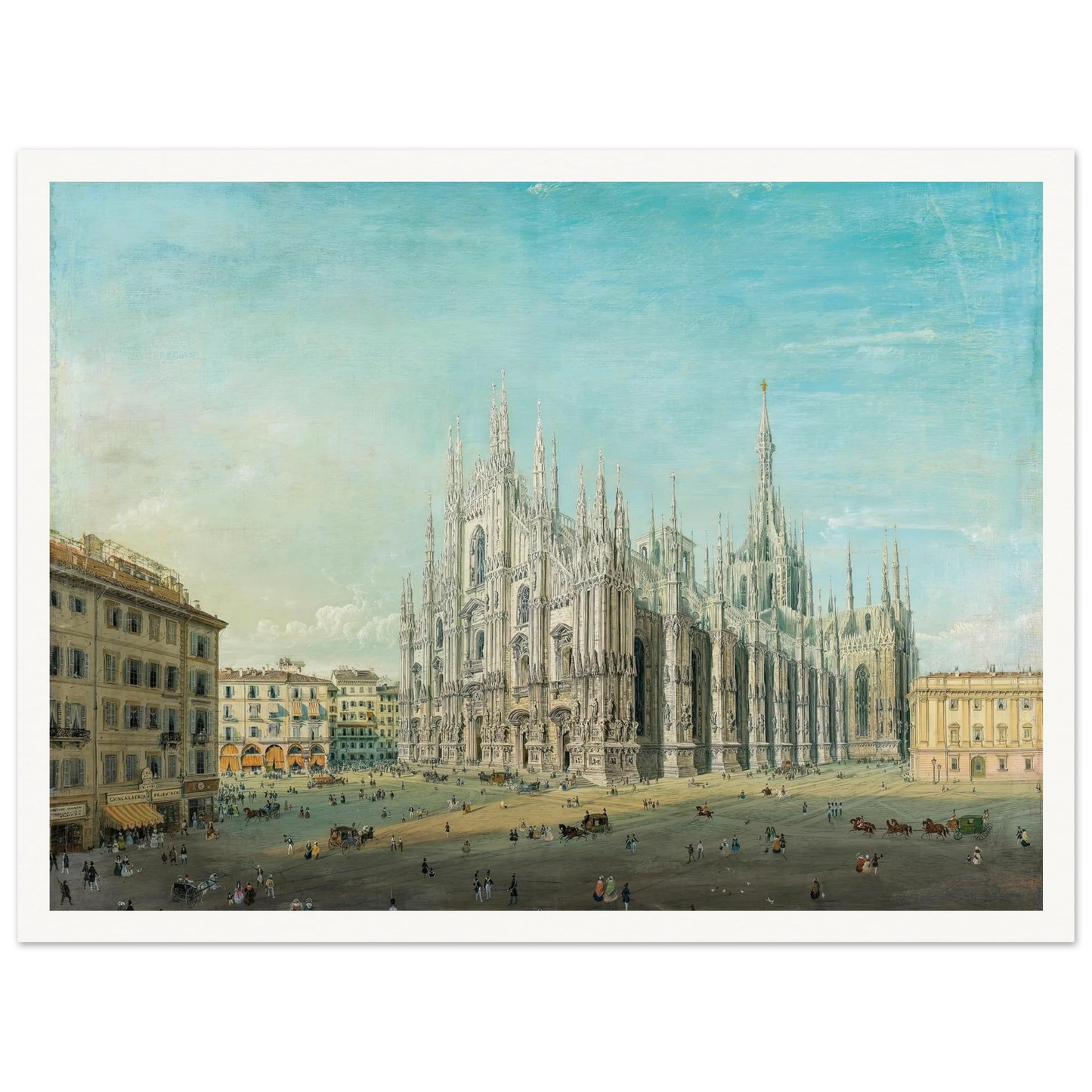 Piazza del Duomo, Milan Art Print | Carlo Bossoli - Framed Poster - 30x40 cm / 12x16″ - Black frame