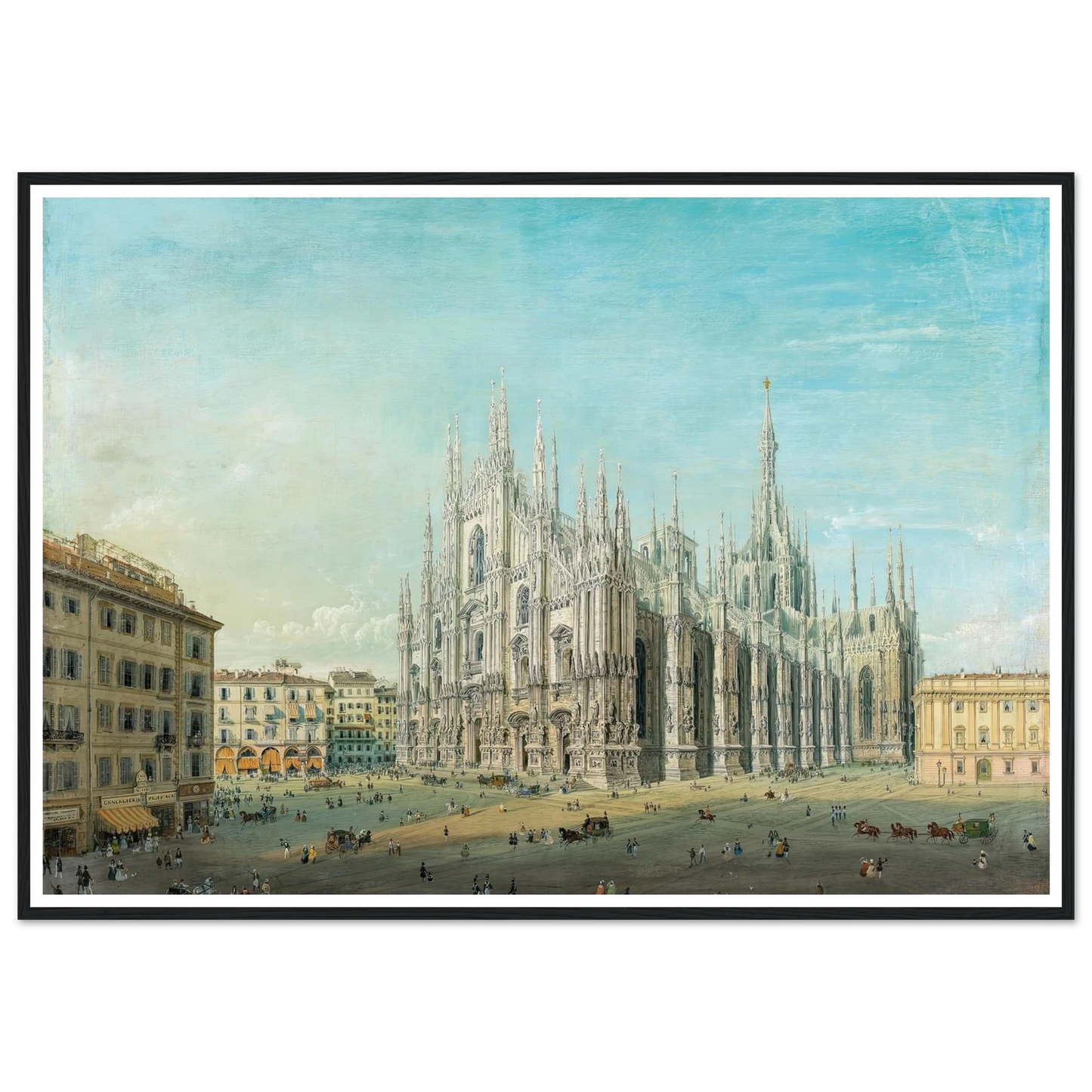 Piazza del Duomo, Milan Art Print | Carlo Bossoli - Framed Poster - 30x40 cm / 12x16″ - Black frame
