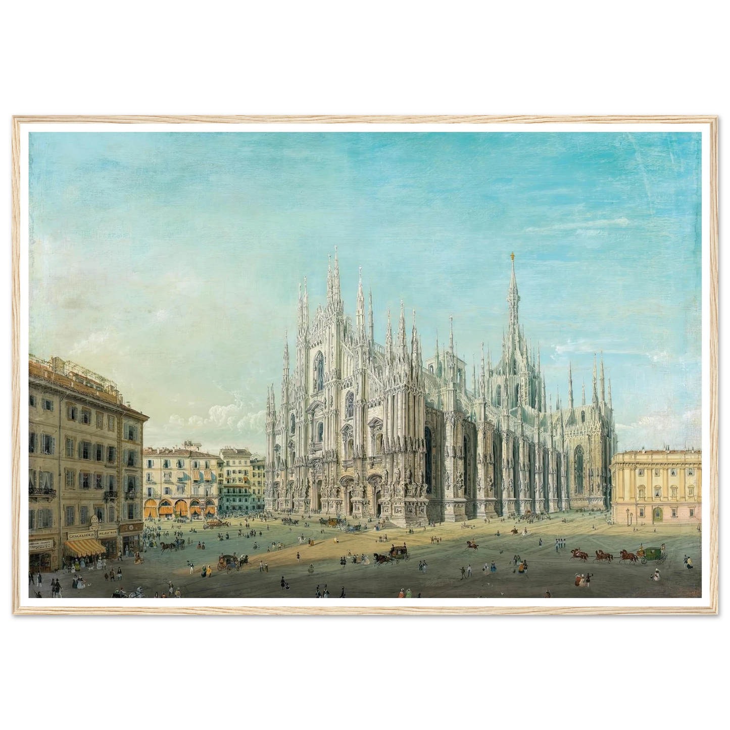 Piazza del Duomo, Milan Art Print | Carlo Bossoli - Framed Poster - 30x40 cm / 12x16″ - Black frame