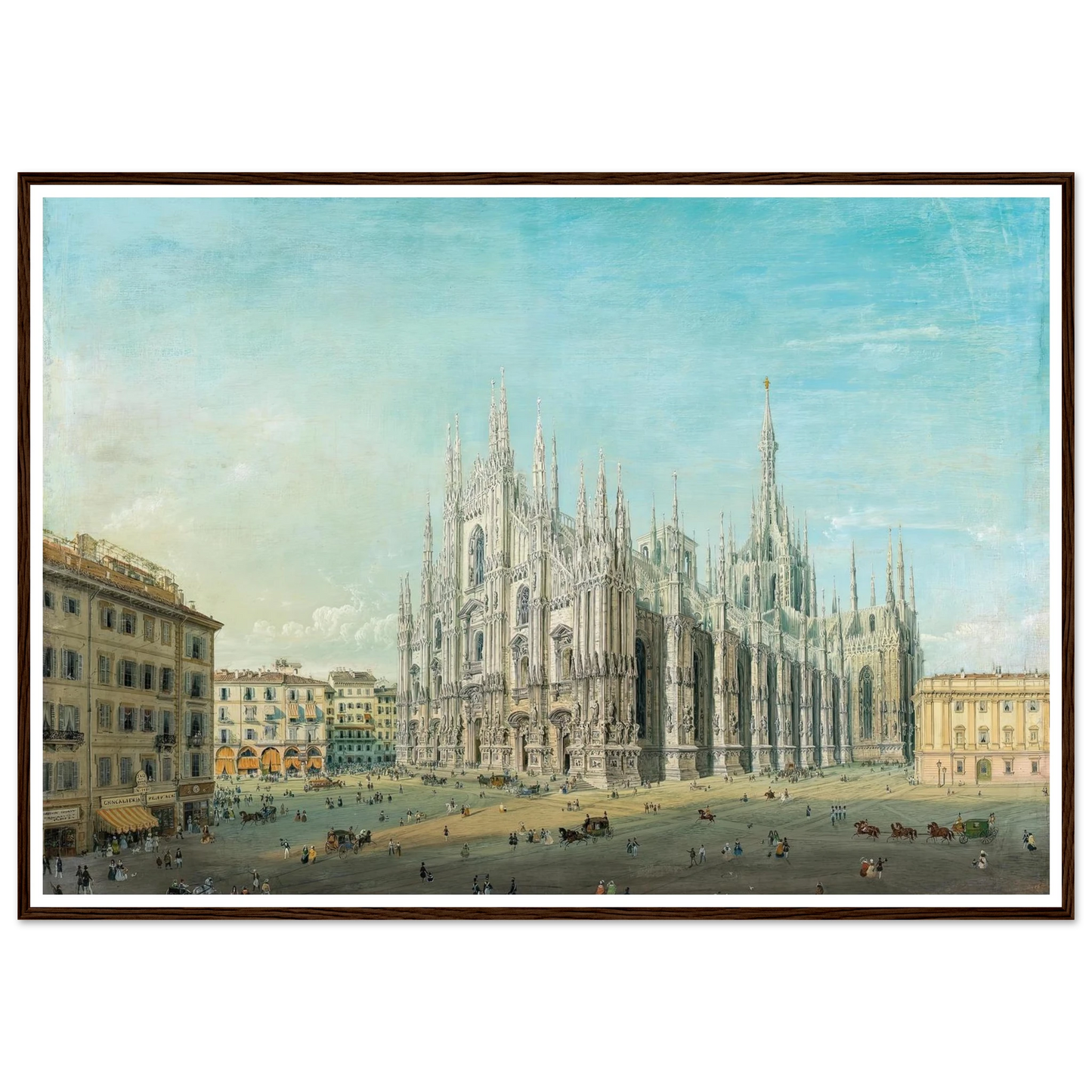 Piazza del Duomo, Milan Art Print | Carlo Bossoli - Framed Poster - 30x40 cm / 12x16″ - Black frame