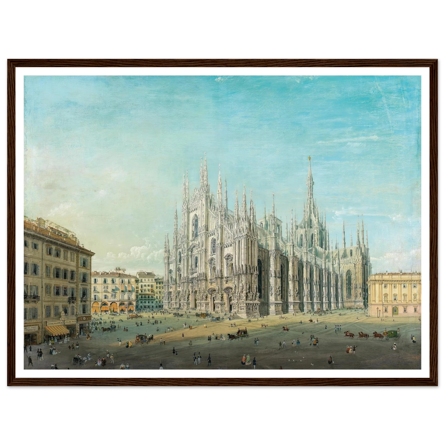 Piazza del Duomo, Milan Art Print | Carlo Bossoli - Framed Poster - 30x40 cm / 12x16″ - Black frame