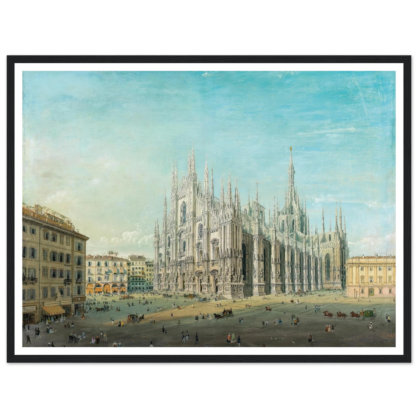 Piazza del Duomo, Milan Art Print | Carlo Bossoli - Framed Poster - 30x40 cm / 12x16″ - Black frame