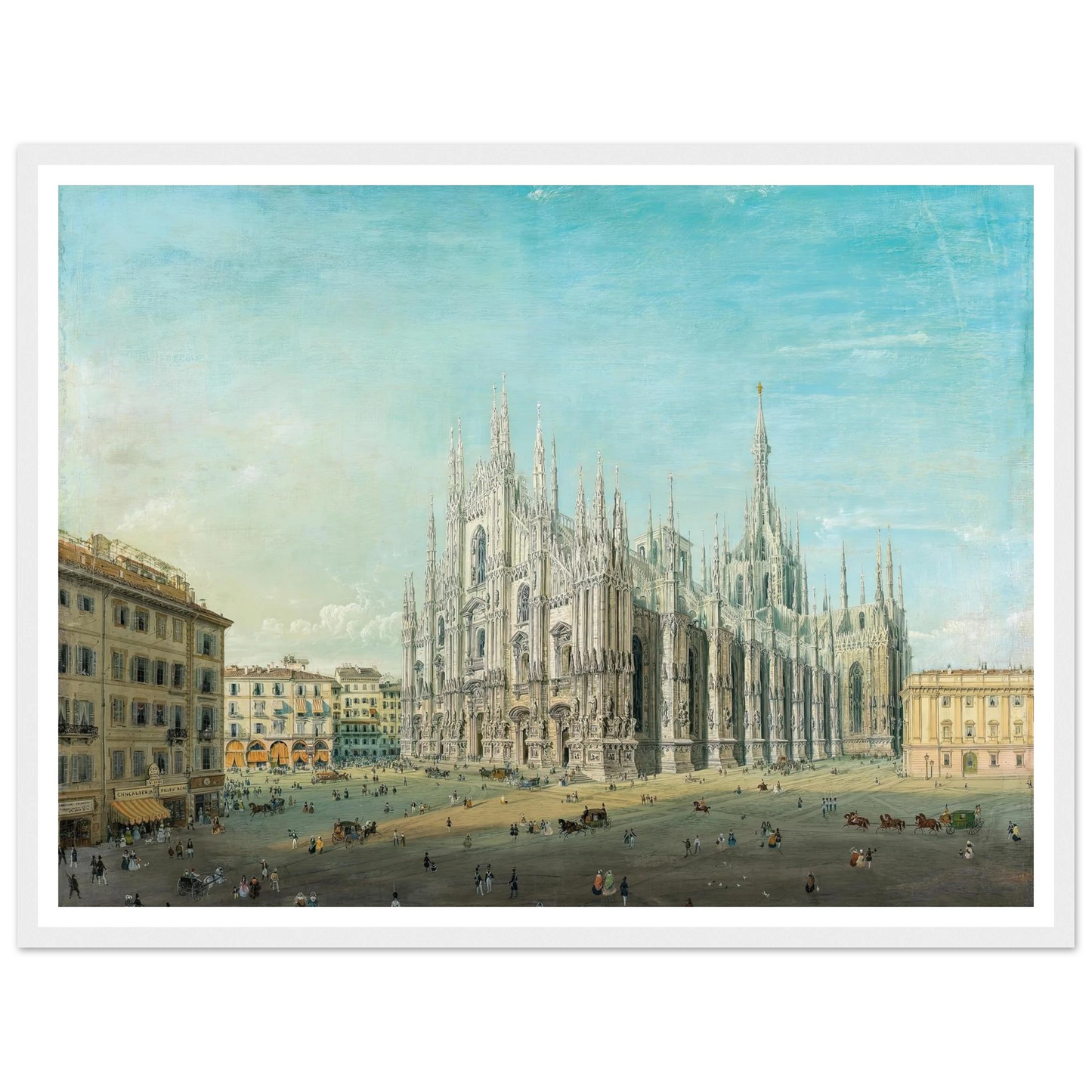Piazza del Duomo, Milan Art Print | Carlo Bossoli - Framed Poster - 30x40 cm / 12x16″ - Black frame