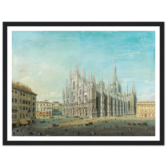 Piazza del Duomo, Milan Art Print | Carlo Bossoli - Framed Poster - 30x40 cm / 12x16″ - Black frame
