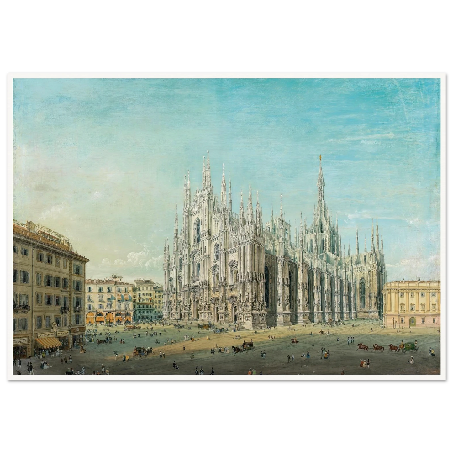 Piazza del Duomo, Milan Art Print | Carlo Bossoli - Framed Poster - 30x40 cm / 12x16″ - Black frame