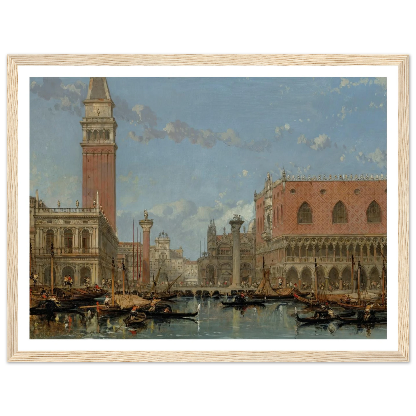 Piazza of St Mark from the Canal, Venice (1860) Art Print | David Roberts - Framed Poster - 30x40 cm / 12x16″ - Black frame