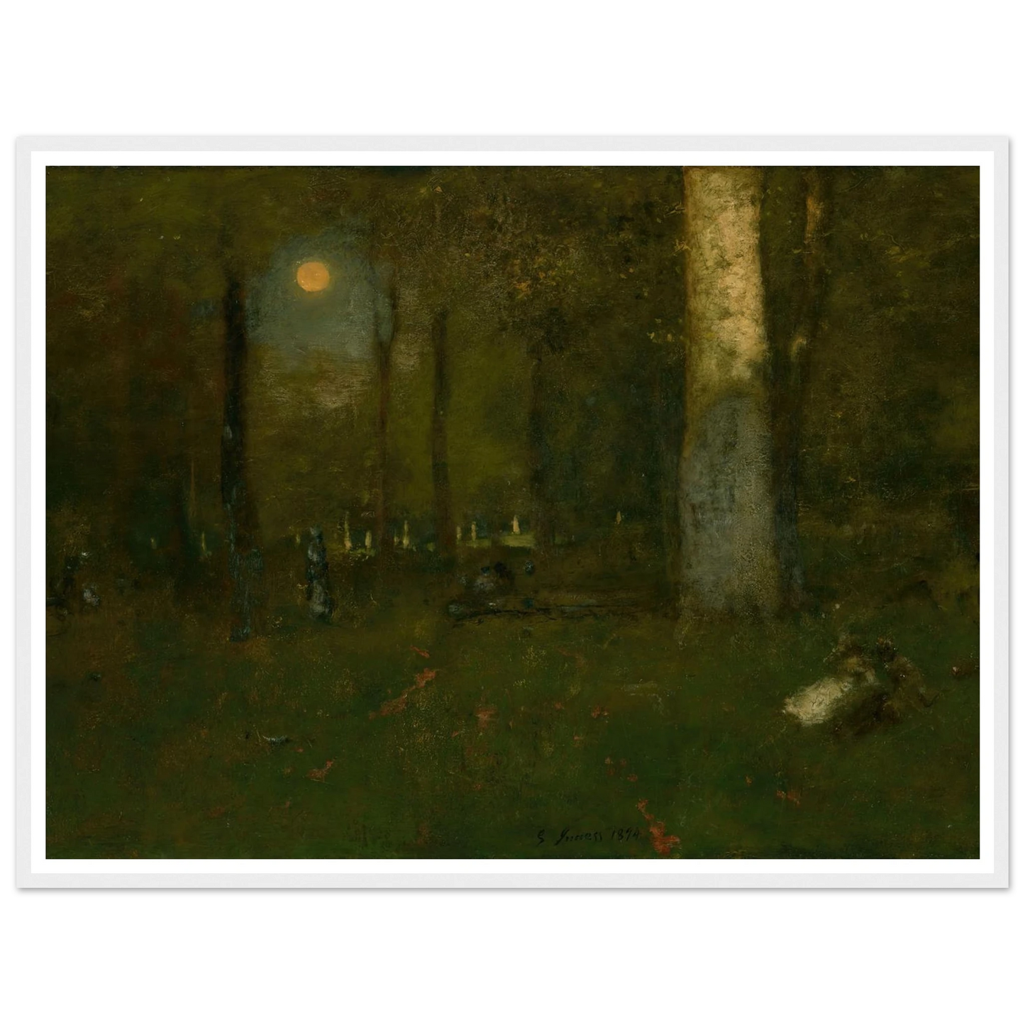 Picnic in the Woods, Montclair, New Jersey (1894) Art Print | George Inness - Framed Poster - 30x40 cm / 12x16″ - Black frame