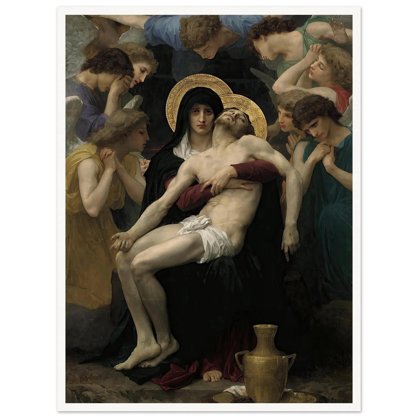 Pieta (1876) Art Print | William Bouguereau - Framed Poster - 30x40 cm / 12x16″ - Black frame