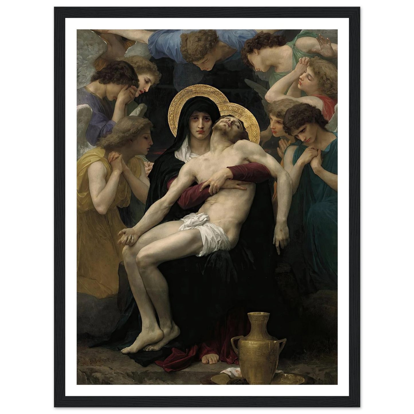 Pieta (1876) Art Print | William Bouguereau - Framed Poster - 30x40 cm / 12x16″ - Black frame