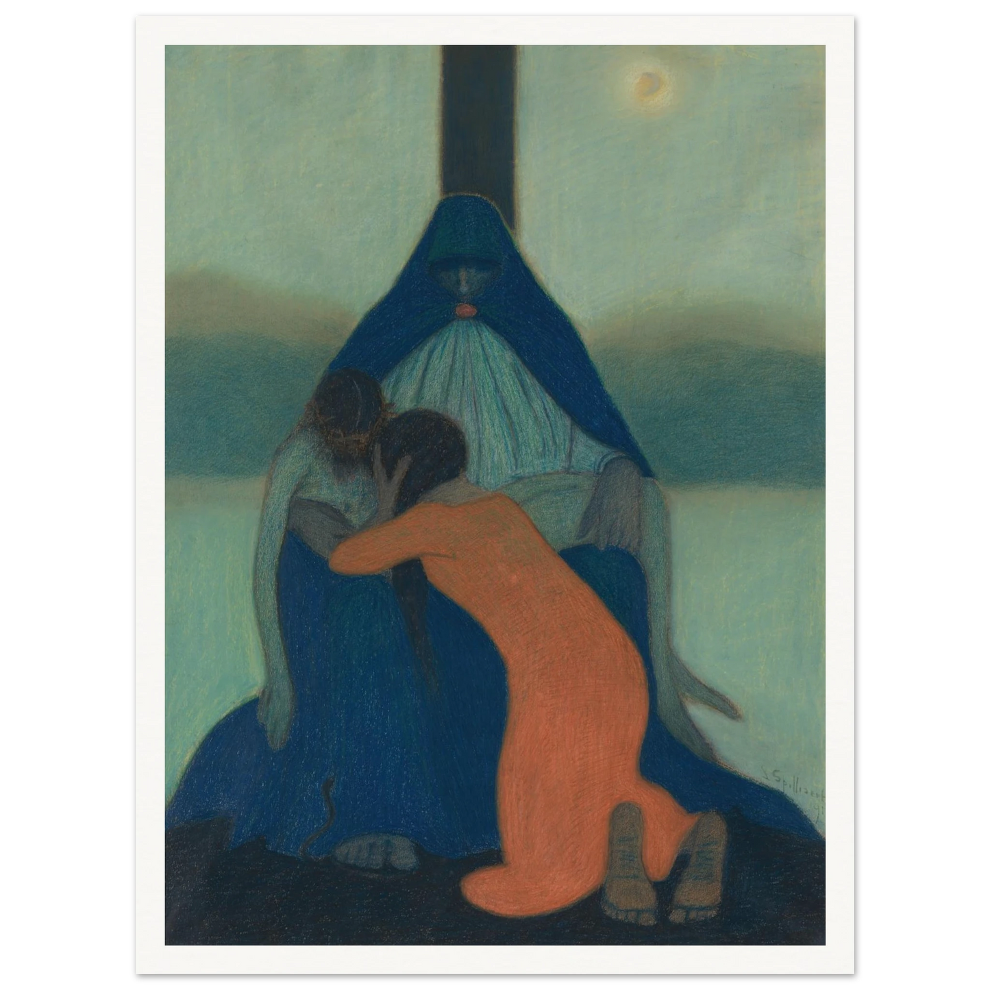 Piétà (1912) Art Print | Leon Spilliaert - Framed Poster - 30x40 cm / 12x16″ - Black frame