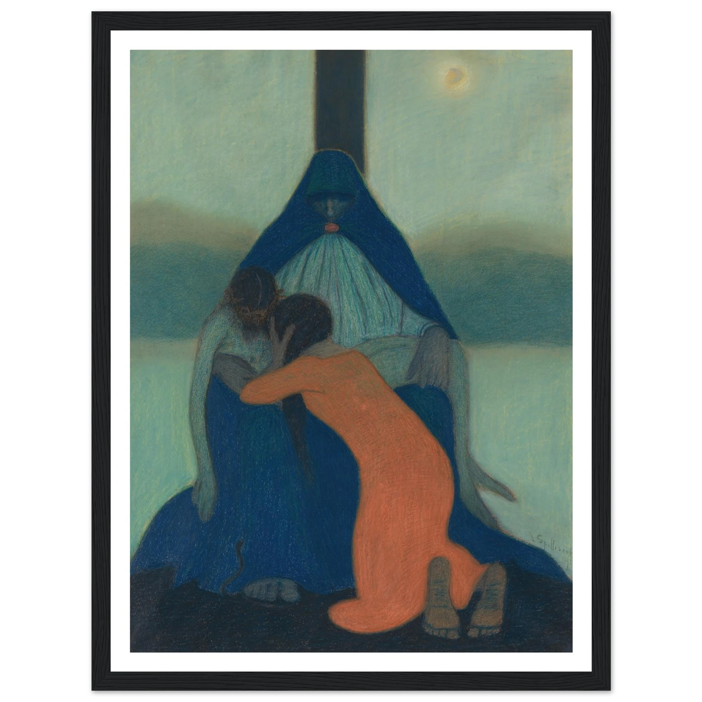 Piétà (1912) Art Print | Leon Spilliaert - Framed Poster - 30x40 cm / 12x16″ - Black frame