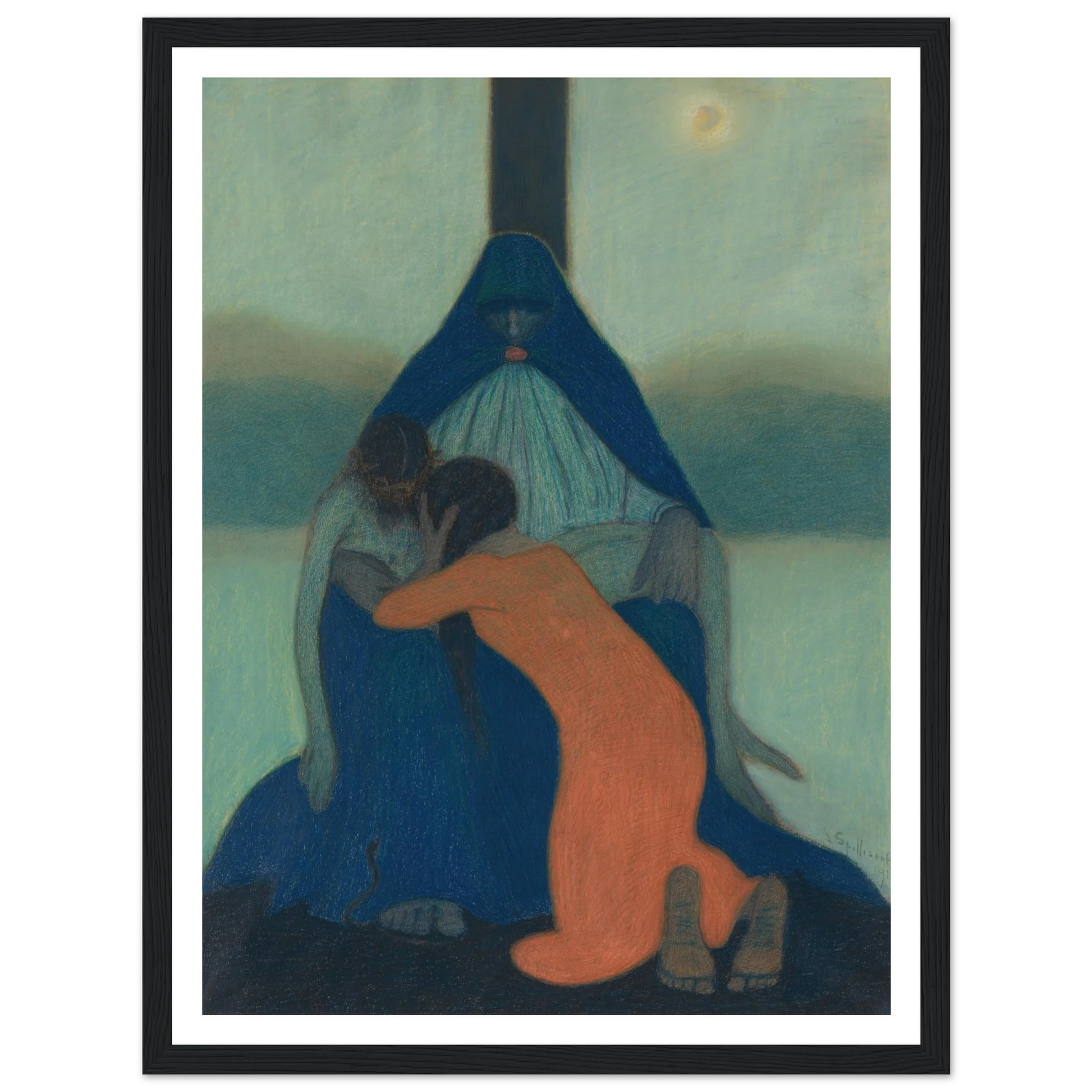 Piétà (1912) Art Print | Leon Spilliaert - Framed Poster - 30x40 cm / 12x16″ - Black frame