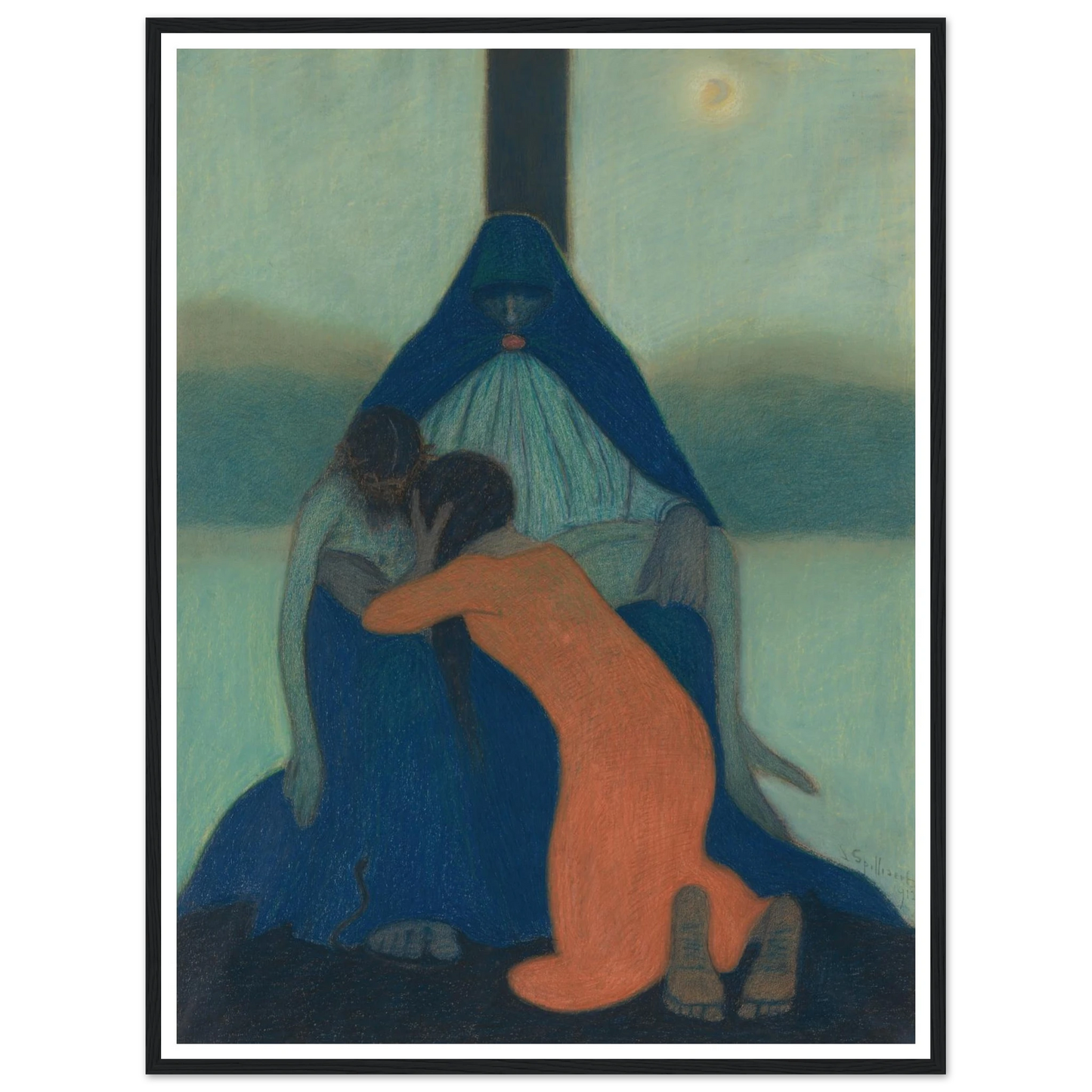 Piétà (1912) Art Print | Leon Spilliaert - Framed Poster - 30x40 cm / 12x16″ - Black frame