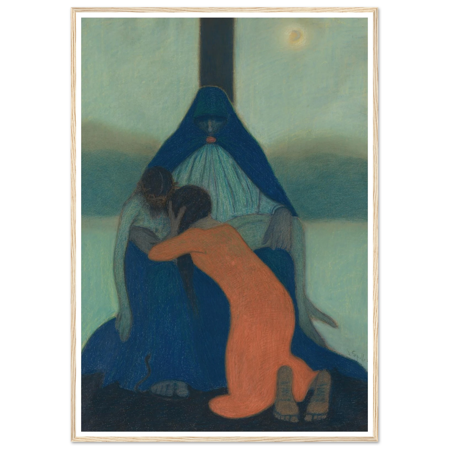 Piétà (1912) Art Print | Leon Spilliaert - Framed Poster - 30x40 cm / 12x16″ - Black frame
