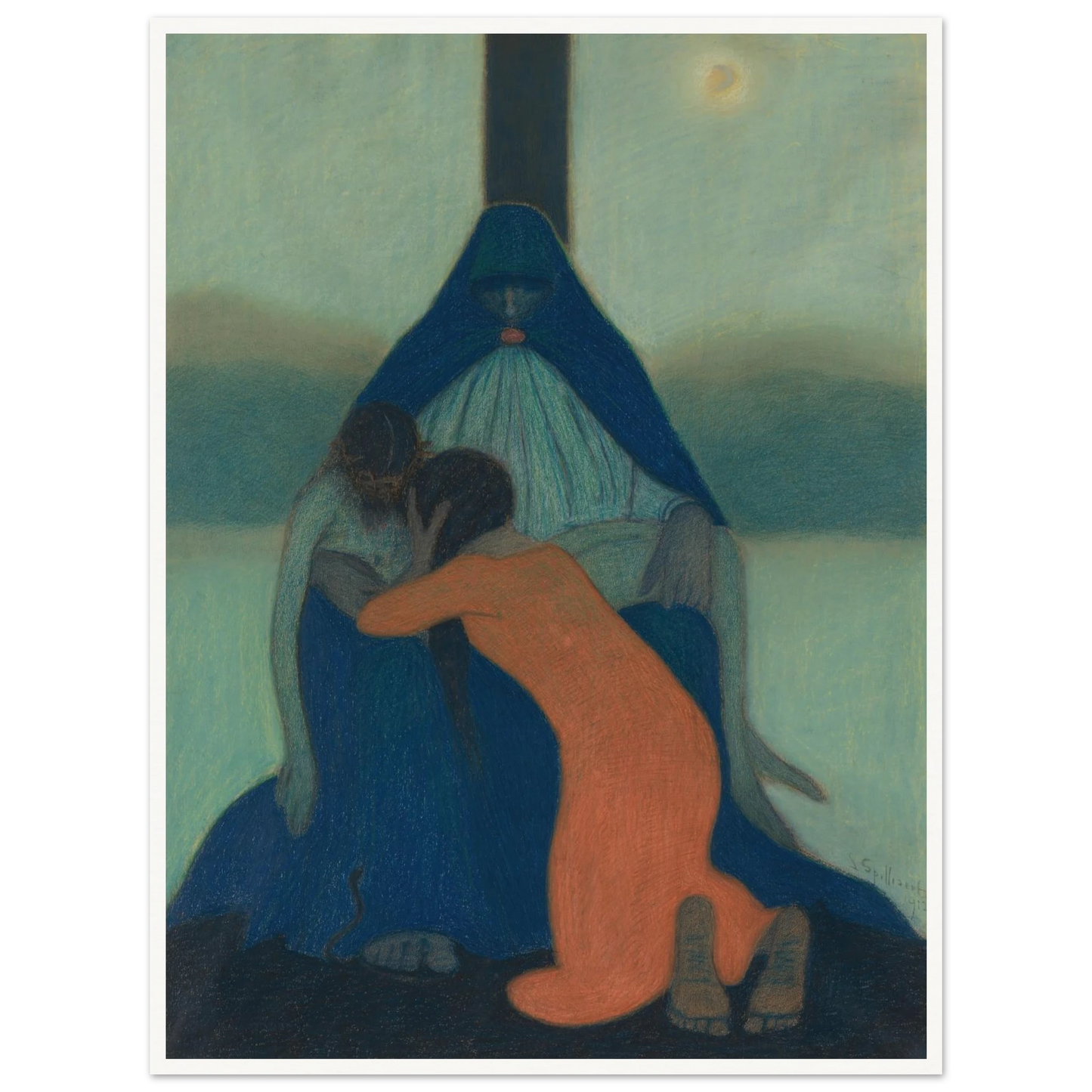 Piétà (1912) Art Print | Leon Spilliaert - Framed Poster - 30x40 cm / 12x16″ - Black frame