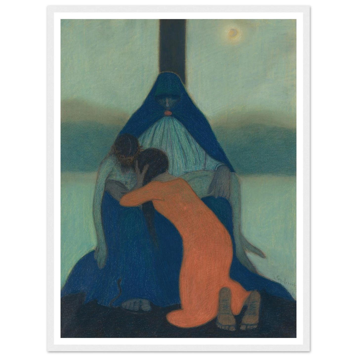 Piétà (1912) Art Print | Leon Spilliaert - Framed Poster - 30x40 cm / 12x16″ - Black frame
