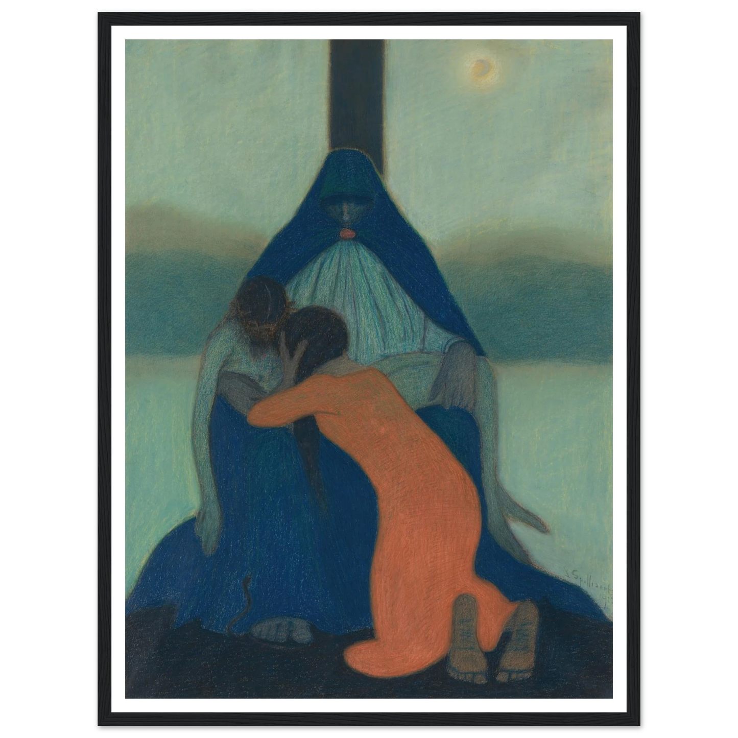 Piétà (1912) Art Print | Leon Spilliaert - Framed Poster - 30x40 cm / 12x16″ - Black frame
