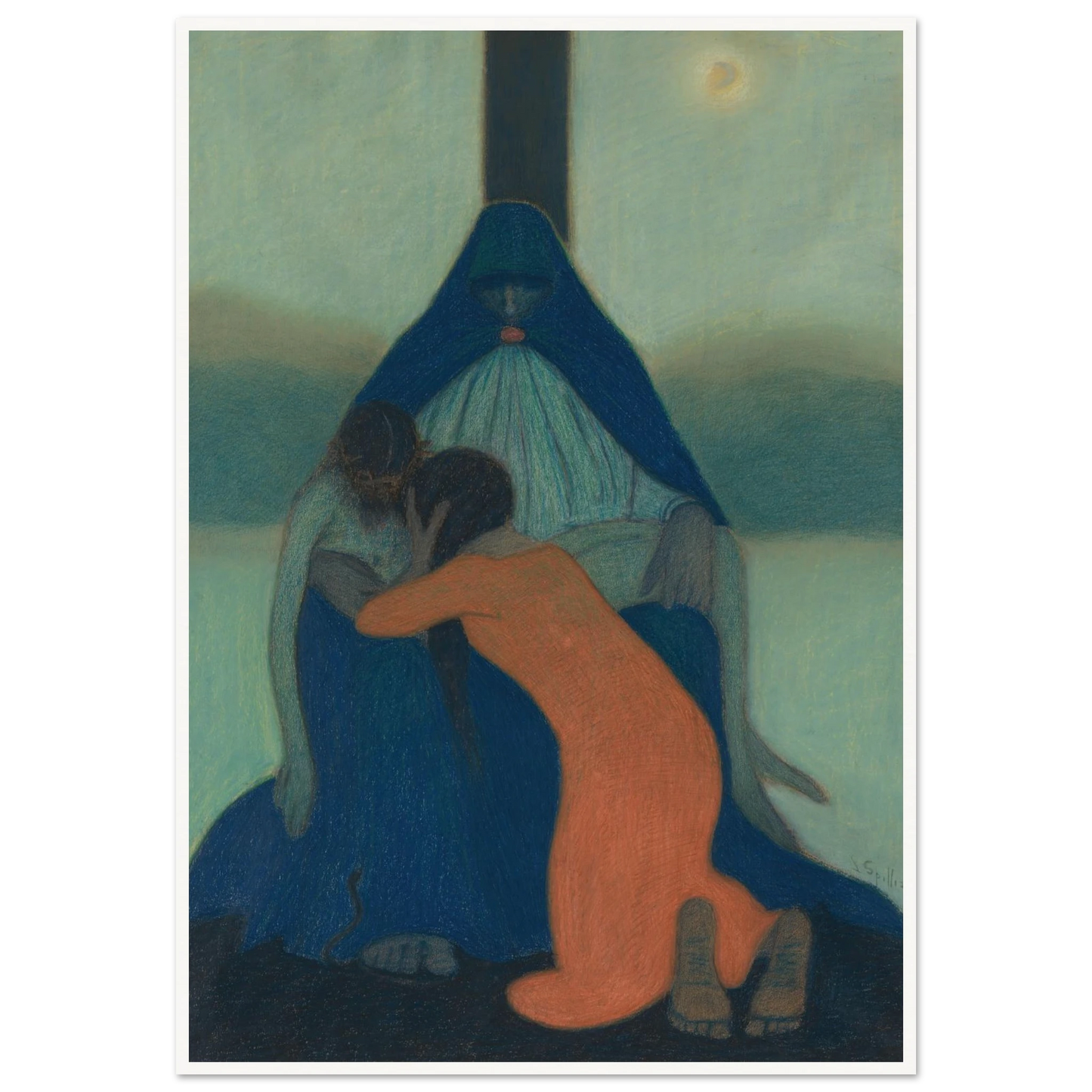 Piétà (1912) Art Print | Leon Spilliaert - Framed Poster - 30x40 cm / 12x16″ - Black frame