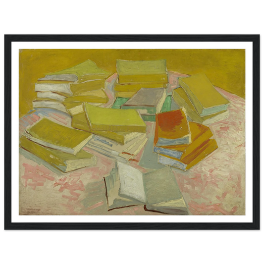 Piles of French novels (1887) Art Print | Vincent van Gogh - Framed Poster - 30x40 cm / 12x16″ - Black frame