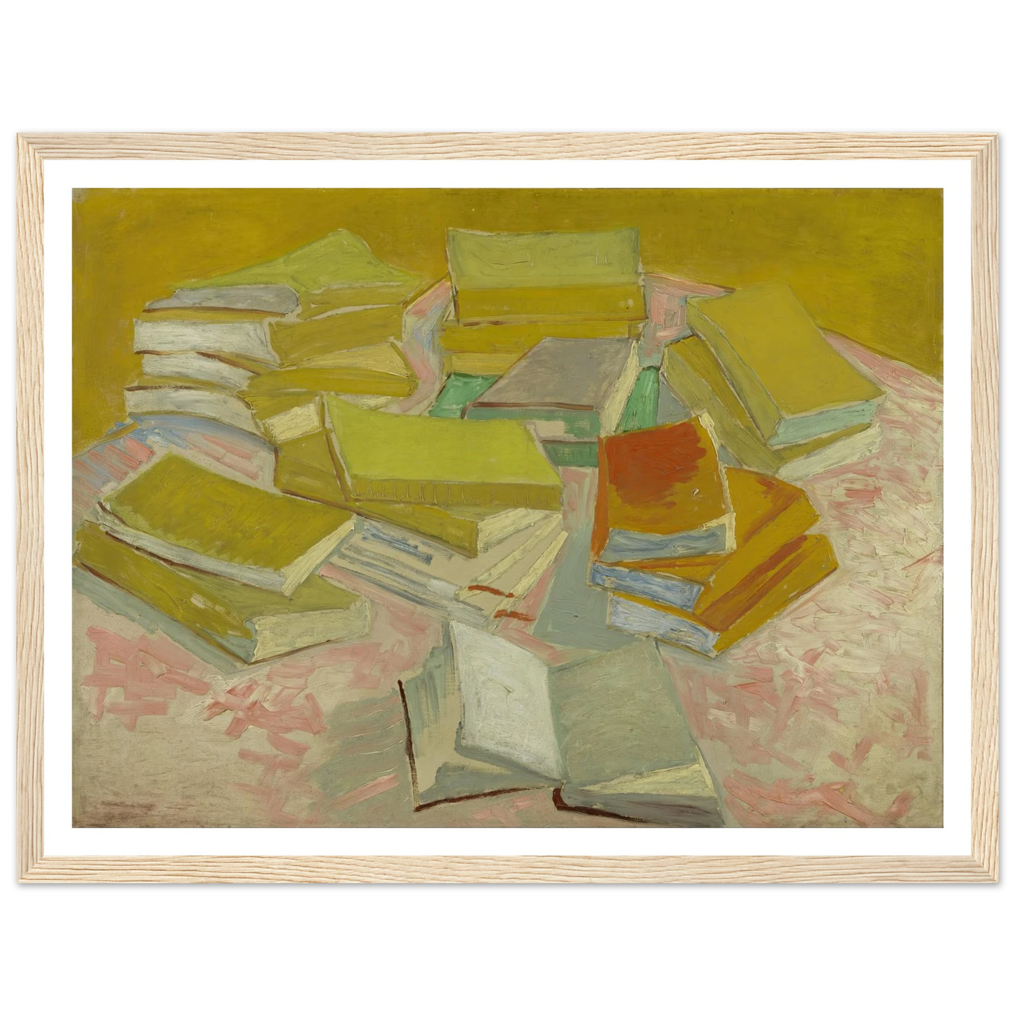Piles of French novels (1887) Art Print | Vincent van Gogh - Framed Poster - 30x40 cm / 12x16″ - Black frame