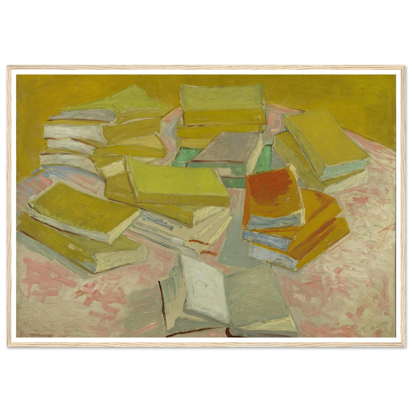 Piles of French novels (1887) Art Print | Vincent van Gogh - Framed Poster - 30x40 cm / 12x16″ - Black frame