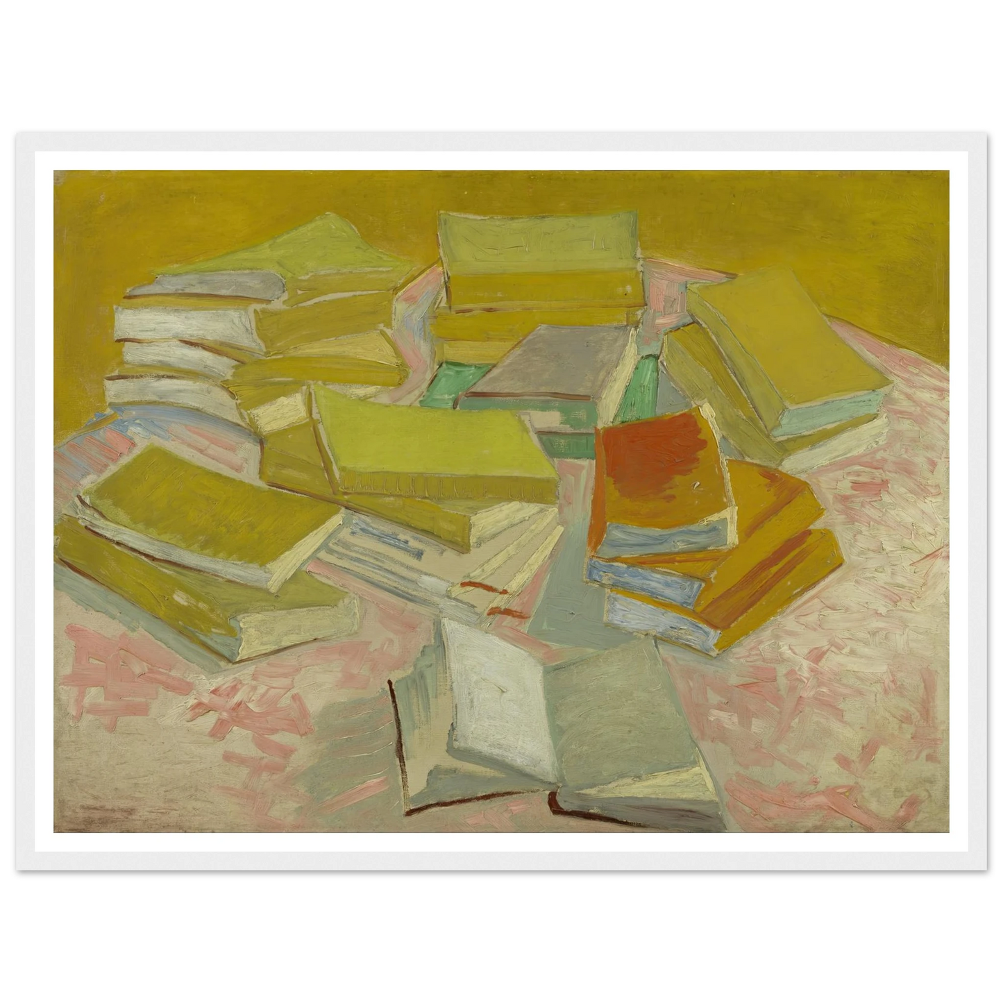 Piles of French novels (1887) Art Print | Vincent van Gogh - Framed Poster - 30x40 cm / 12x16″ - Black frame
