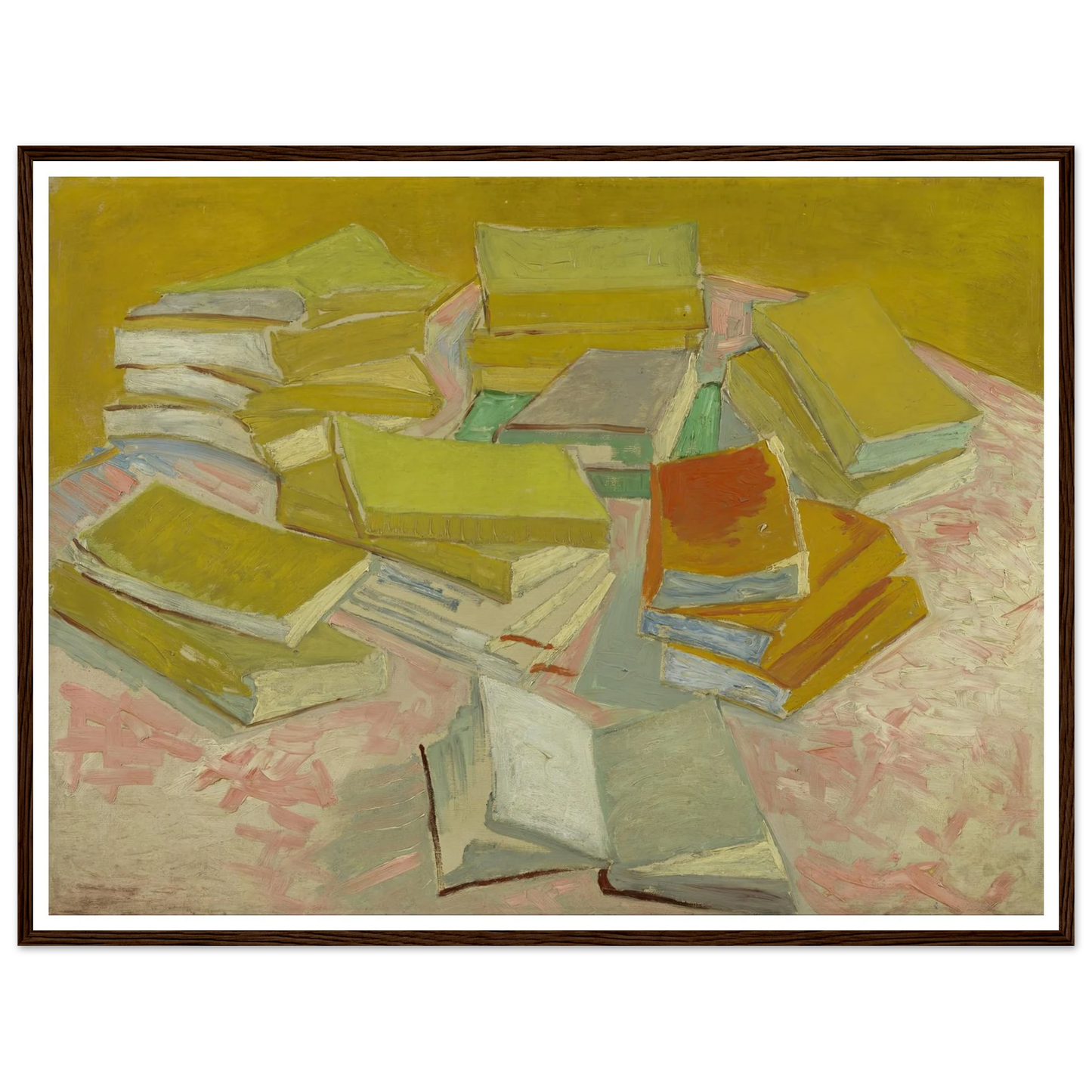 Piles of French novels (1887) Art Print | Vincent van Gogh - Framed Poster - 30x40 cm / 12x16″ - Black frame
