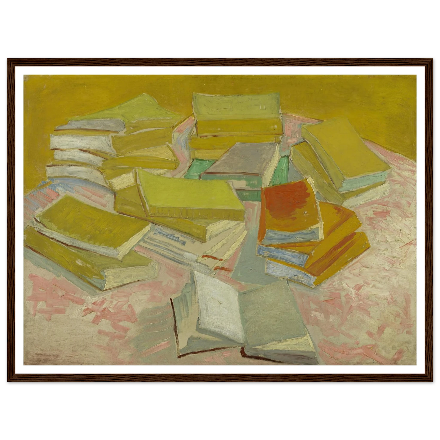Piles of French novels (1887) Art Print | Vincent van Gogh - Framed Poster - 30x40 cm / 12x16″ - Black frame