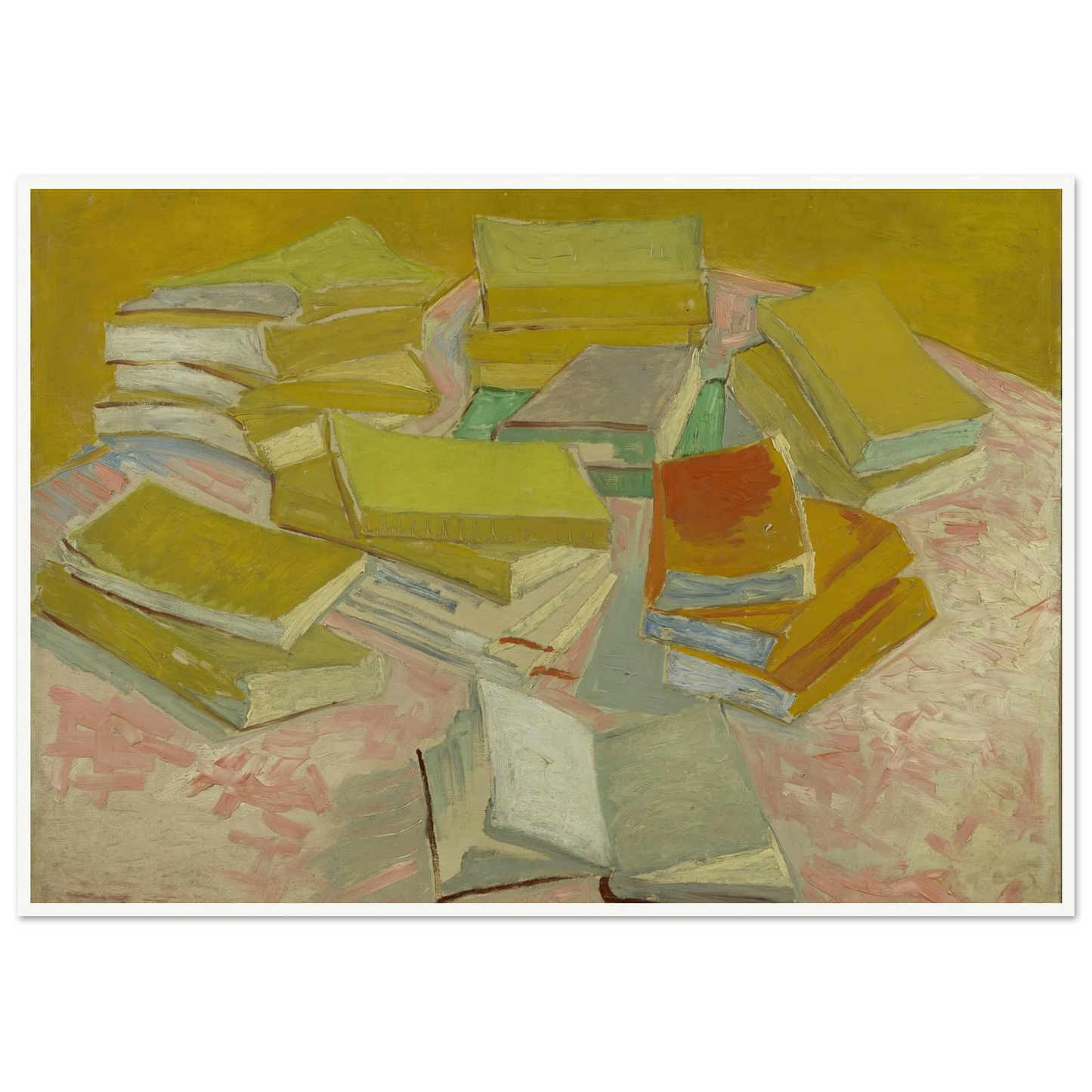 Piles of French novels (1887) Art Print | Vincent van Gogh - Framed Poster - 30x40 cm / 12x16″ - Black frame