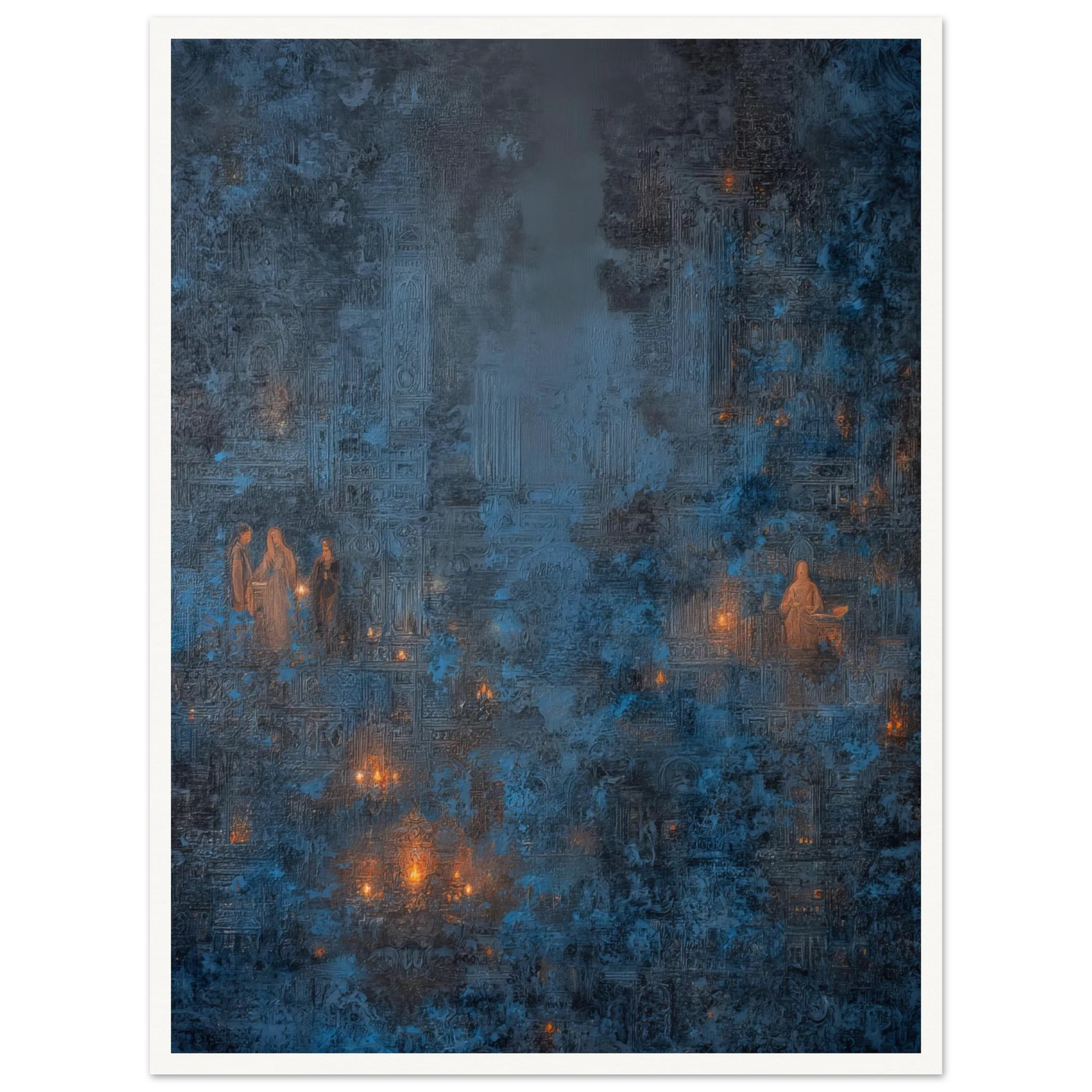 Pilgrims in The Ancient Cobalt - Framed Poster - 30x40 cm / 12x16″ - Black frame