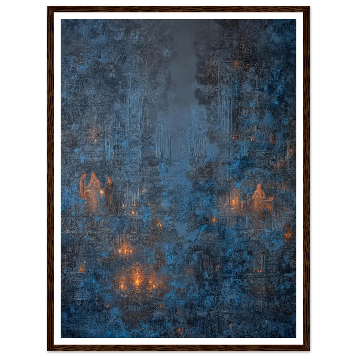 Pilgrims in The Ancient Cobalt - Framed Poster - 30x40 cm / 12x16″ - Black frame