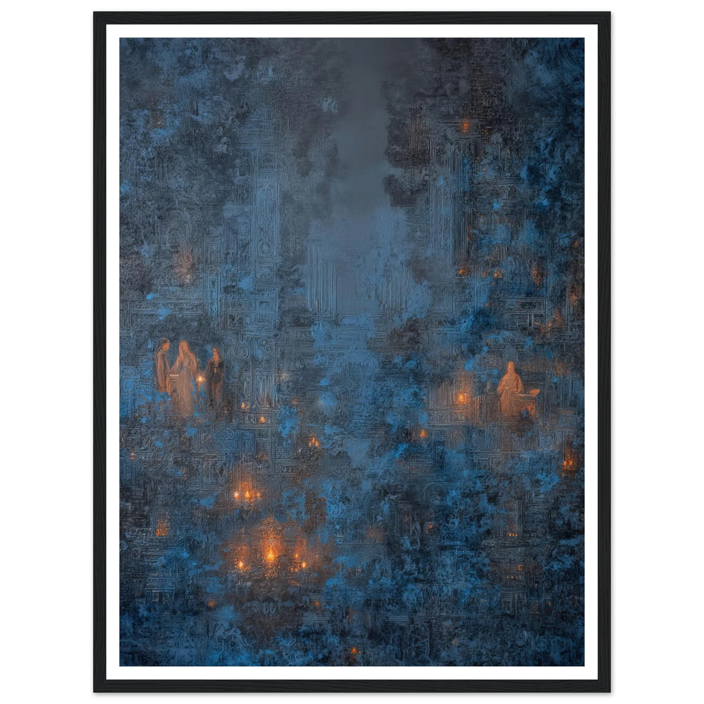 Pilgrims in The Ancient Cobalt - Framed Poster - 30x40 cm / 12x16″ - Black frame