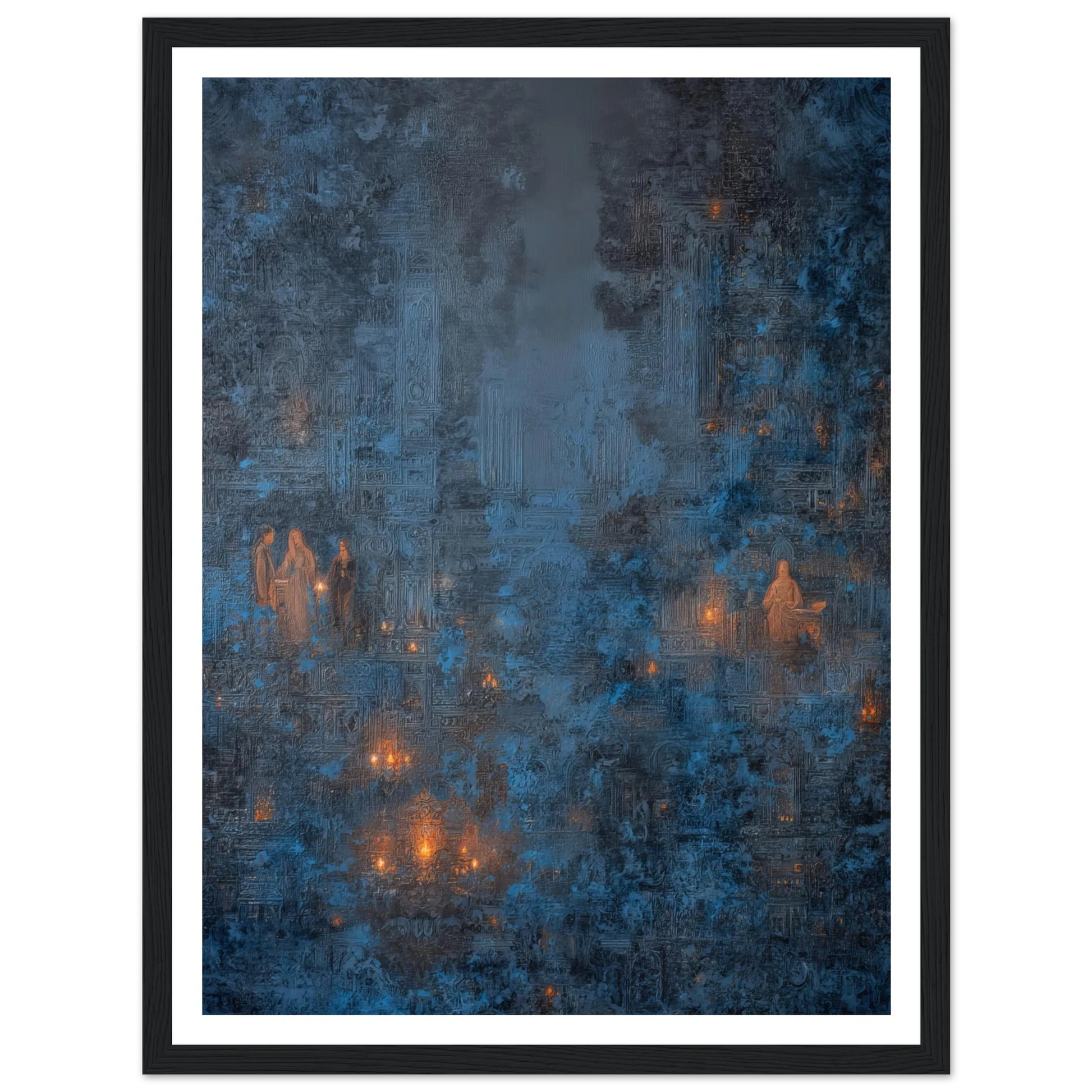 Pilgrims in The Ancient Cobalt - Framed Poster - 30x40 cm / 12x16″ - Black frame