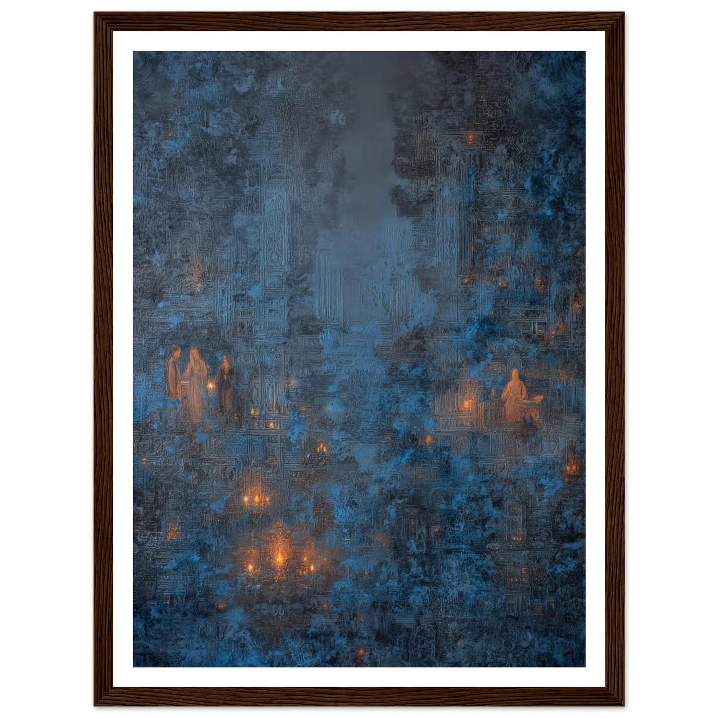 Pilgrims in The Ancient Cobalt - Framed Poster - 30x40 cm / 12x16″ - Black frame