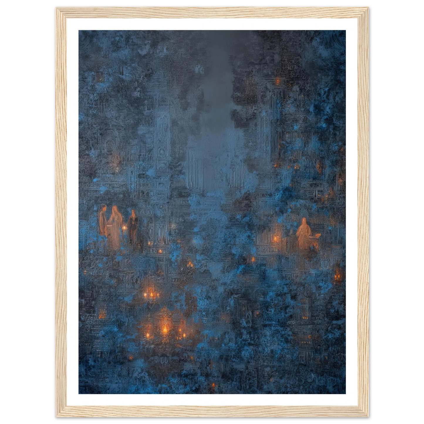 Pilgrims in The Ancient Cobalt - Framed Poster - 30x40 cm / 12x16″ - Black frame