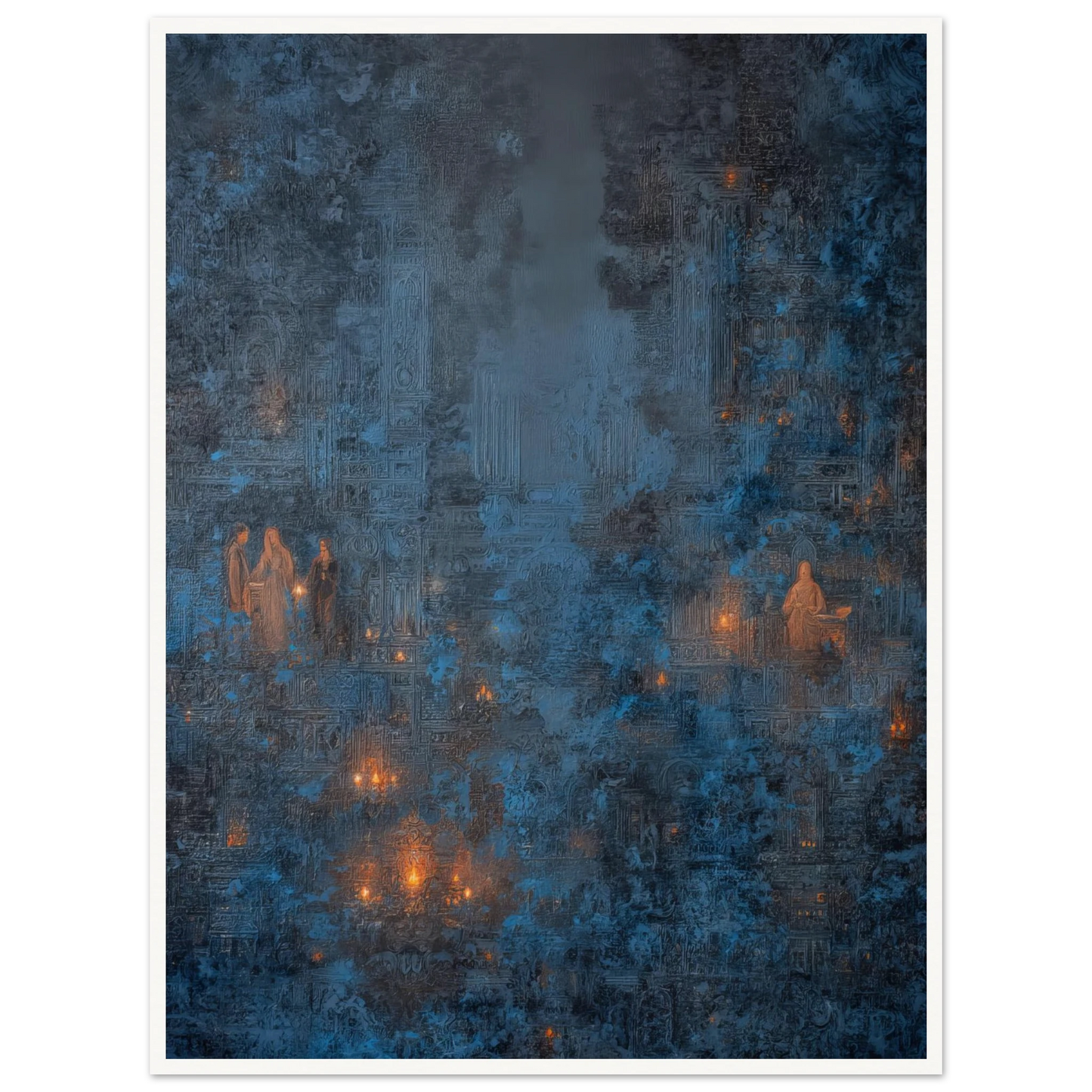 Pilgrims in The Ancient Cobalt - Framed Poster - 30x40 cm / 12x16″ - Black frame