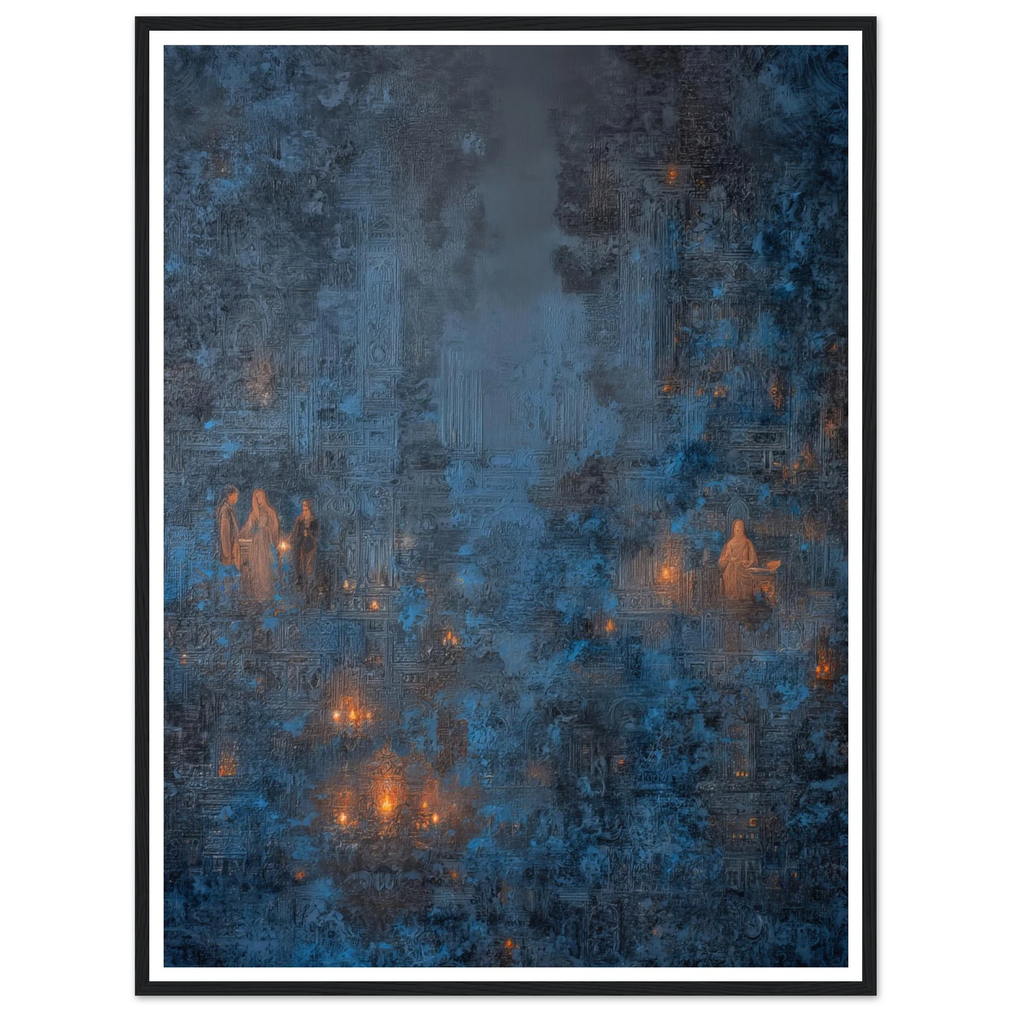 Pilgrims in The Ancient Cobalt - Framed Poster - 30x40 cm / 12x16″ - Black frame
