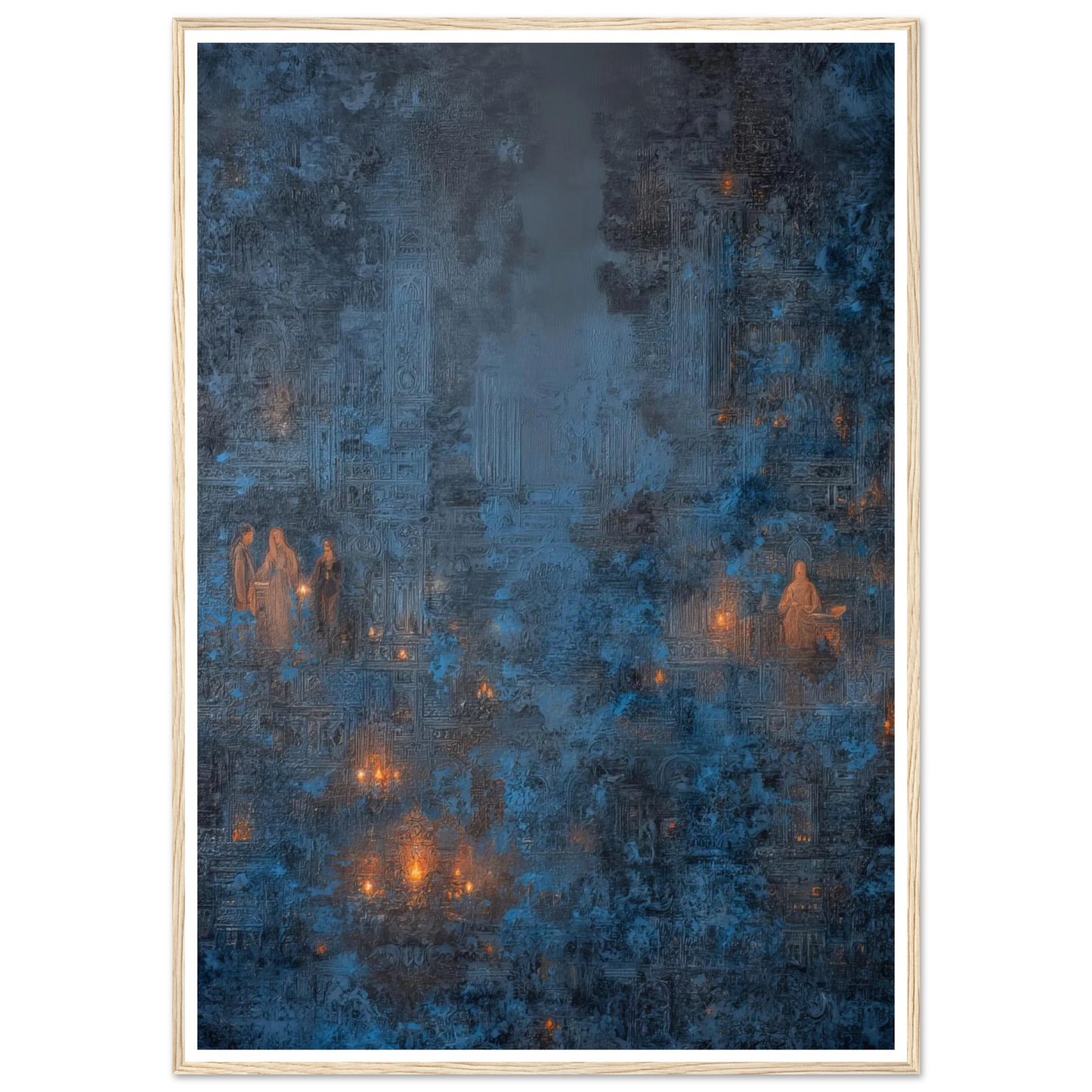 Pilgrims in The Ancient Cobalt - Framed Poster - 30x40 cm / 12x16″ - Black frame
